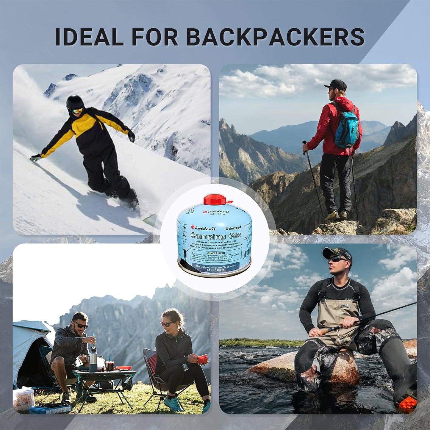 KOMAN Isobutane Fuel Canister 230 Gram Camping Stove Fuel Butane Propane Blend Camping Fuel Gas Canister Butane Fuel Canister Backpacking Stove Fuel (Pack of 6)