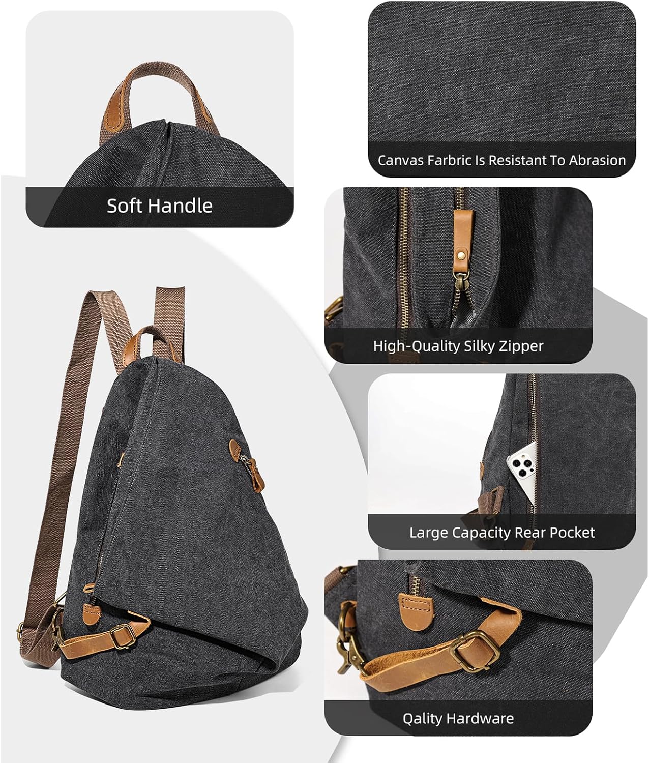 KL928 Canvas Vintage Backpack – Large Casual Daypack Outdoor Travel Rucksack Hiking Backpacks for Men Women