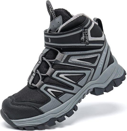 JMFCHI Kids Hiking Boots Boys Girls Outdoor Walking Climbing Sneaker Comfortable Non-slip Snow Shoes Hiker Boot Antiskid Steel Buckle Sole