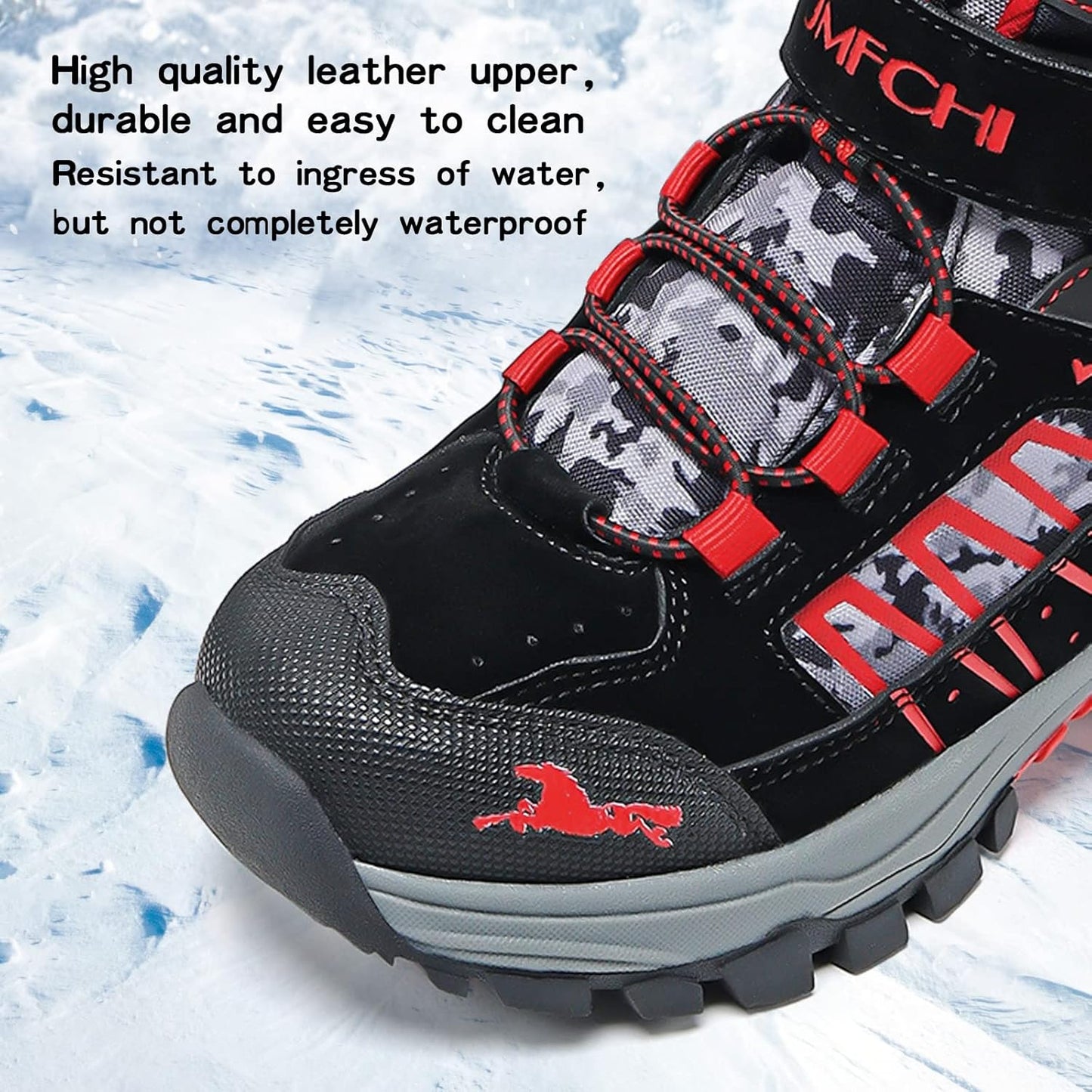 JMFCHI Kids Hiking Boots Boys Girls Outdoor Walking Climbing Sneaker Comfortable Non-slip Snow Shoes Hiker Boot Antiskid Steel Buckle Sole