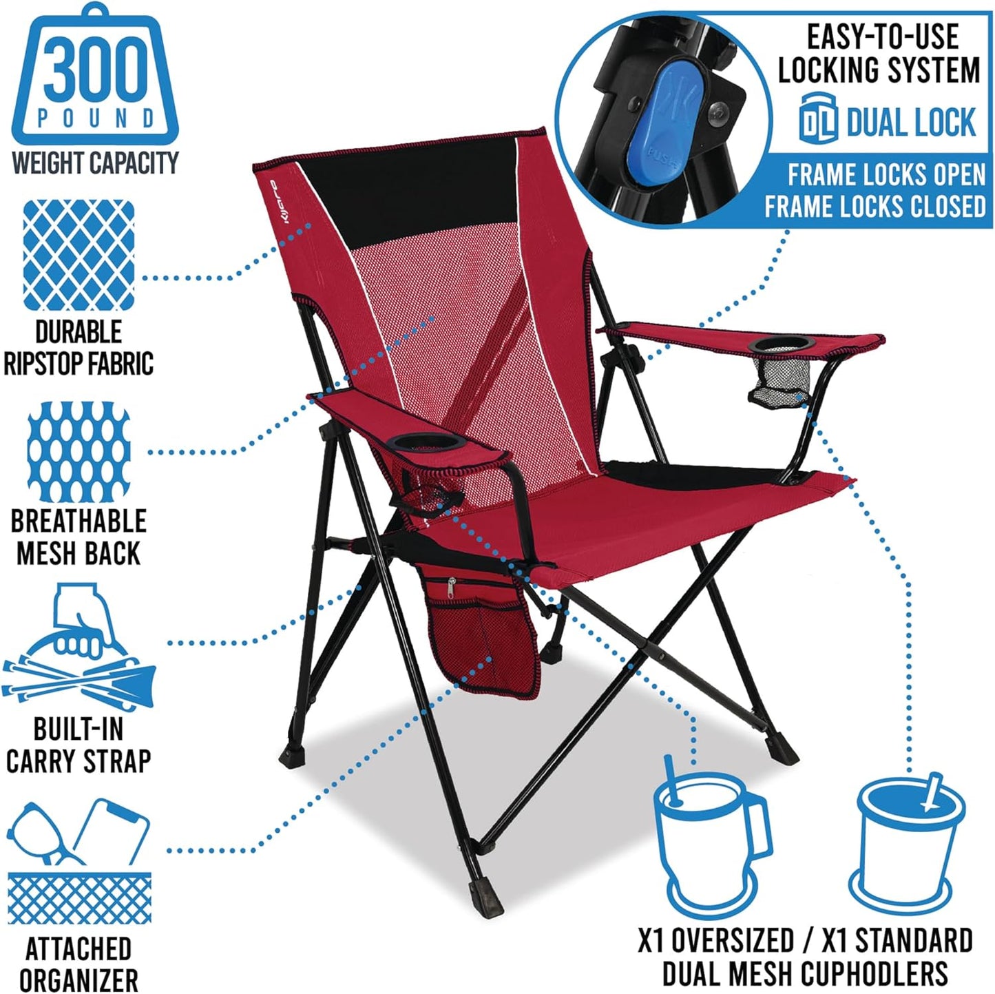 Kijaro Dual Lock Pro Chair - Pro Baseball