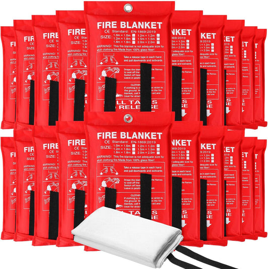 Jerify 24 Pack Fire Blanket for Home Emergency - 47 x 47 Inch Kitchen Fire Suppression, Fiberglass Flame Retardant Protection and Heat Insulation (Red)