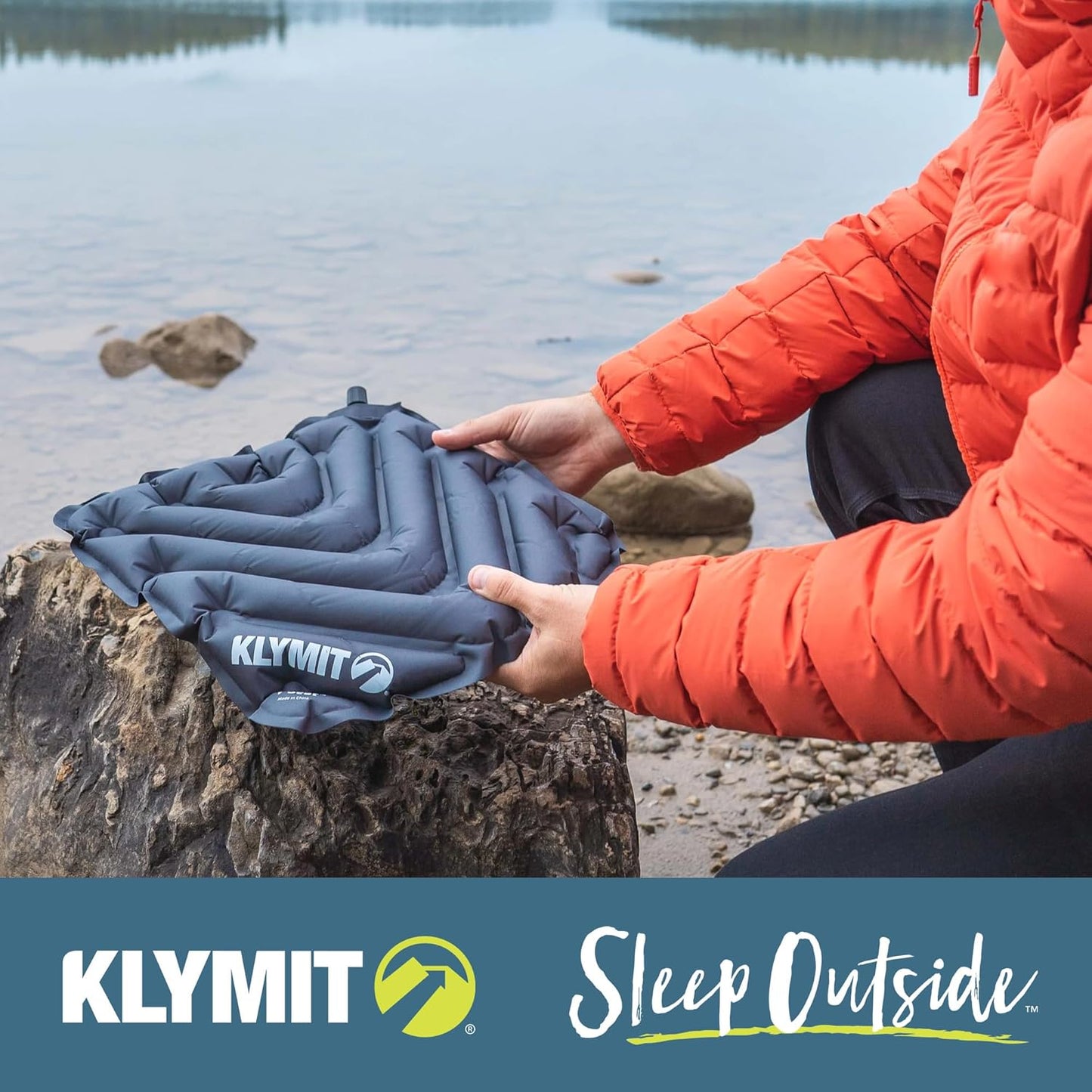 Klymit V Seat, Lightweight Inflatable Travel Cushion, Best for Camping, Bleachers, or Glassing Pad , Gray