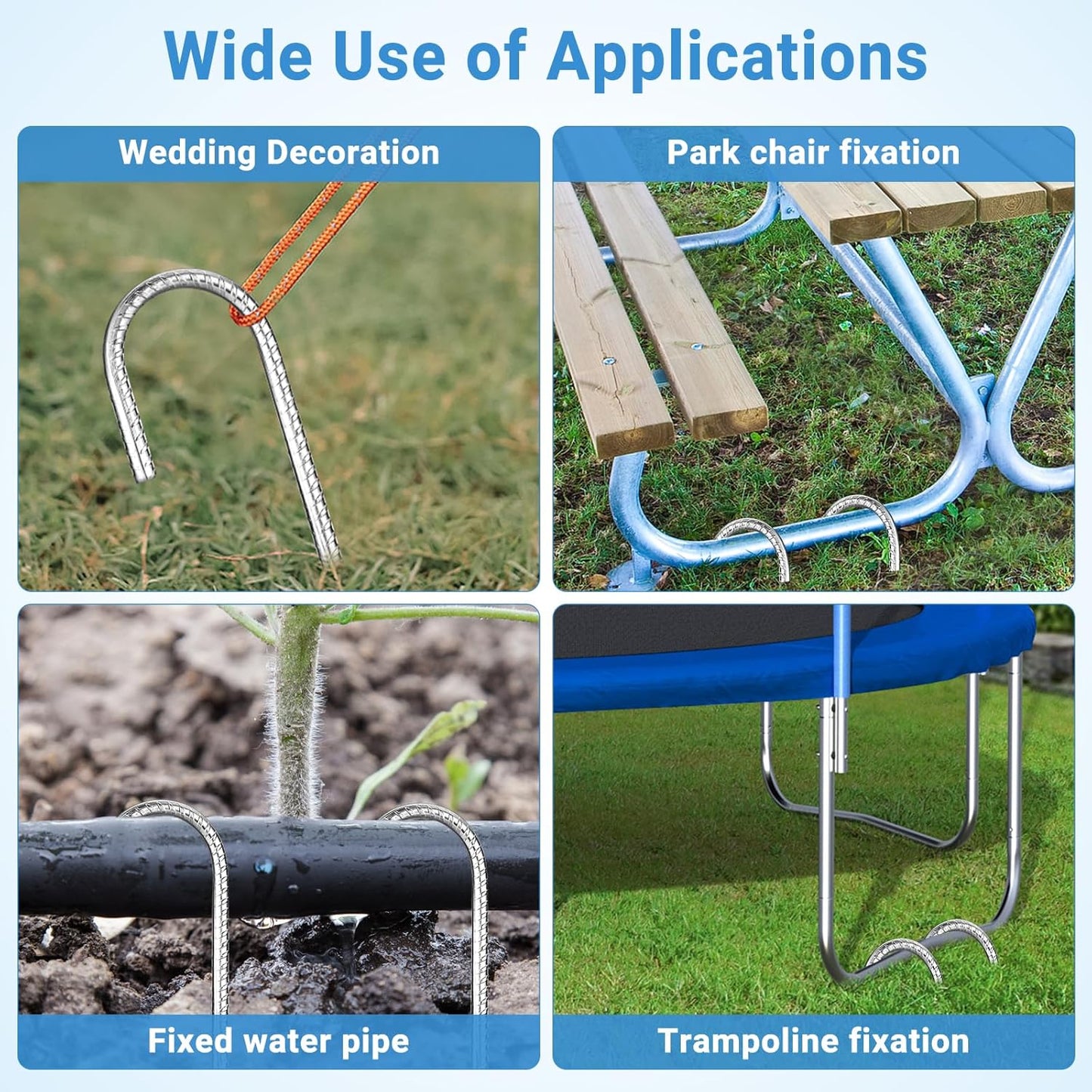 12 inch Garden Ground Stakes Galvanized Steel J Shape Hook Rebar Stakes, 12 Pack Heavy Duty Ground Anchors, Yard Stakes for Garden Rebar Stakes for Camping Tent, Anti-Rust Ground Stakes