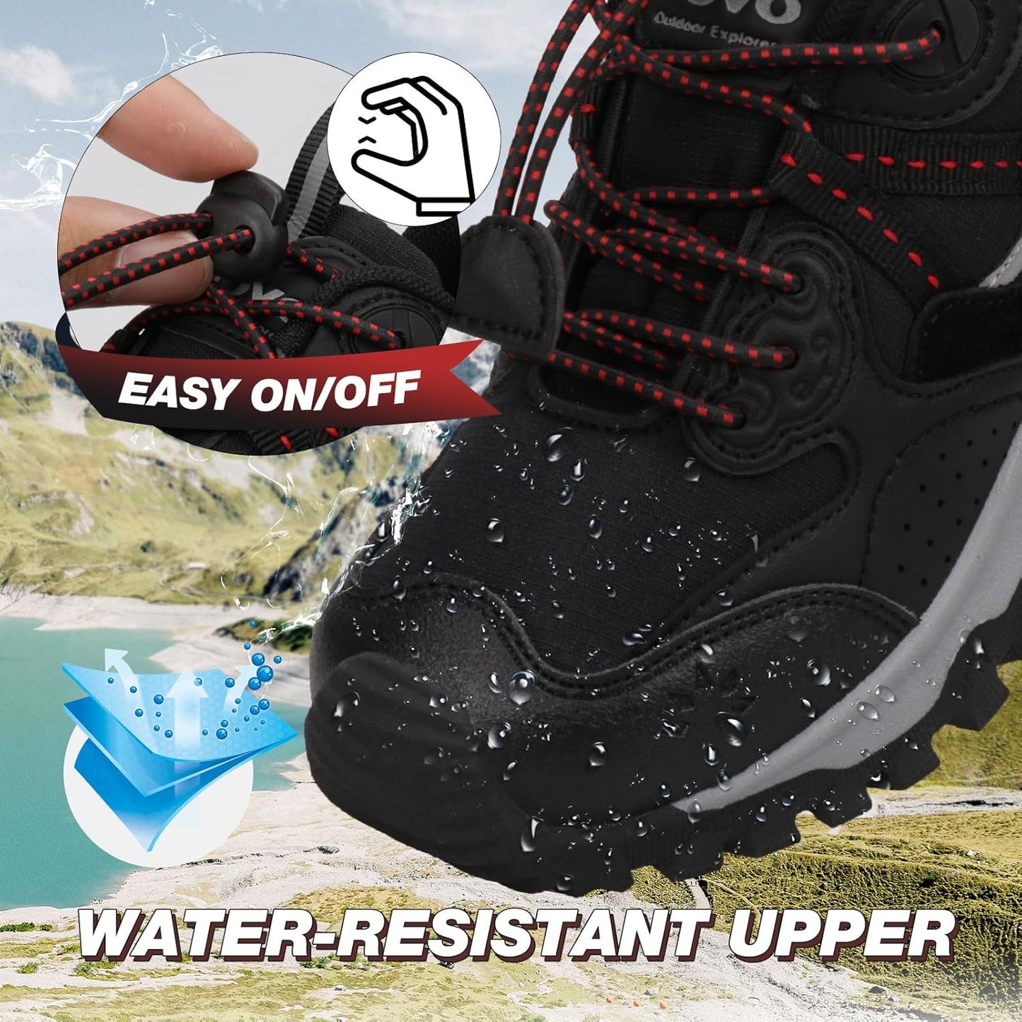 Kids Boys Running Shoes Waterproof Non-Slip Breathable Low-Top Outdoor Hiking Walking Sneakers (Little/Big Kids)