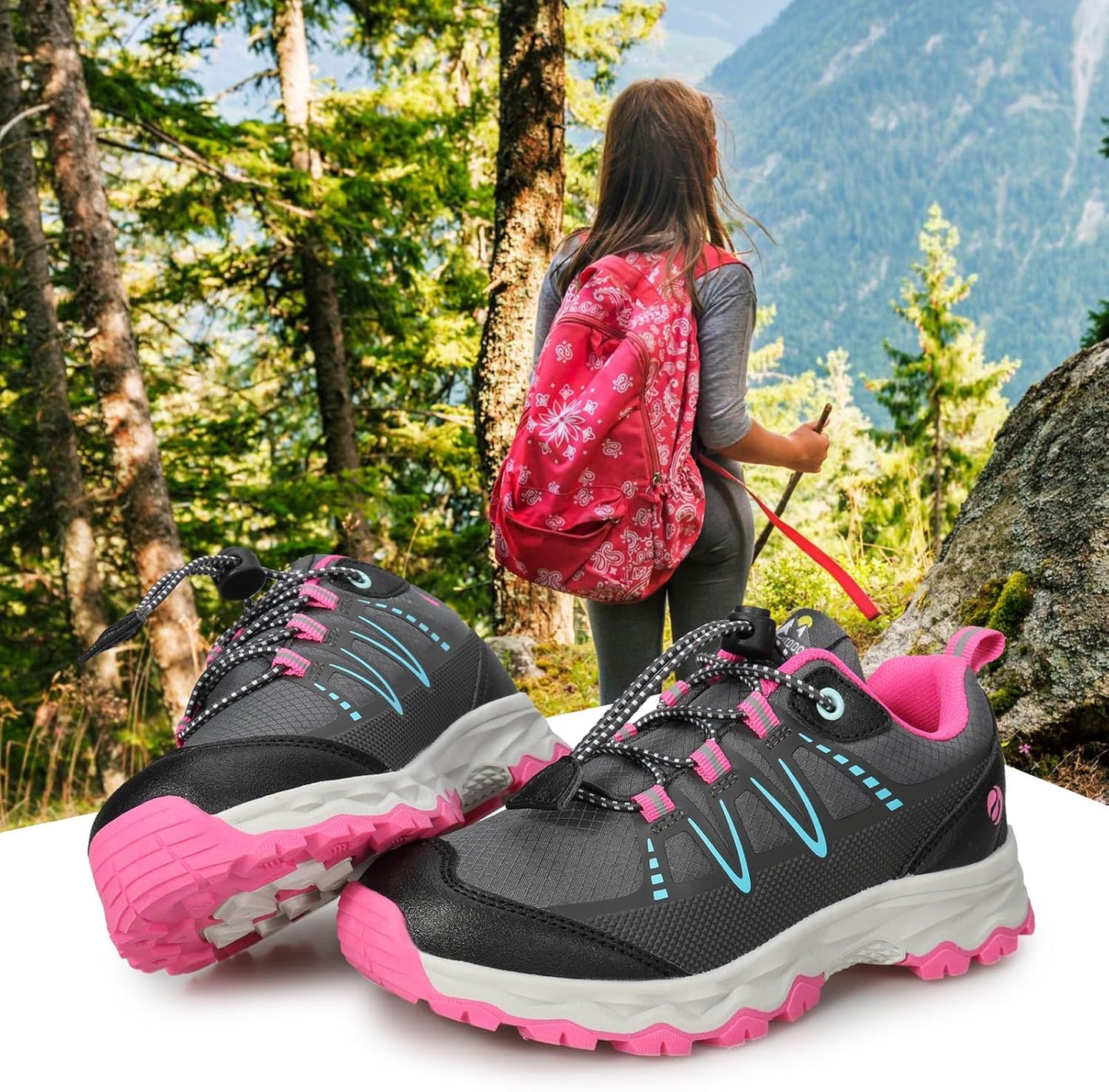 Kids Boys Girls Running Shoes Waterproof Non-Slip Breathable Low-Top Outdoor Hiking Walking Sneakers (Little/Big Kids)