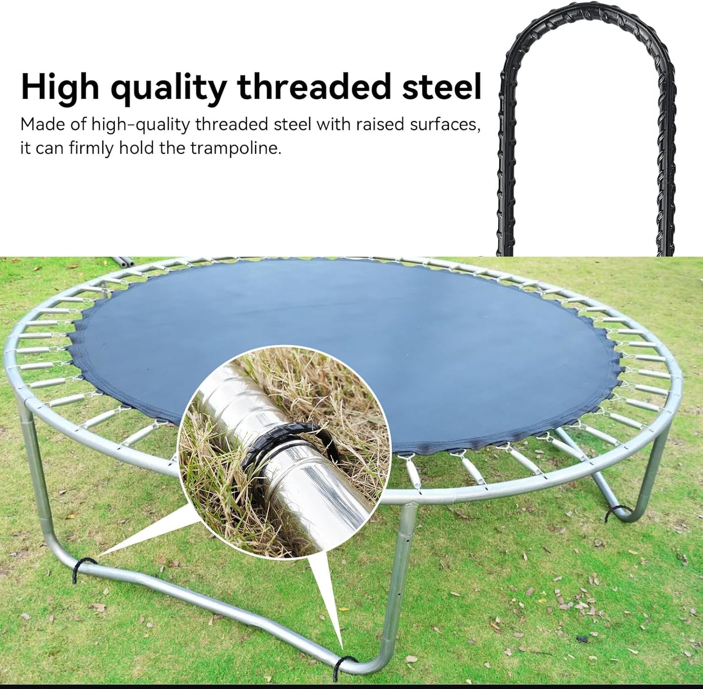 16 Inch Trampoline High Wind Stakes Heavy Duty Ground Anchors U Rebar Stakes for Trampoline, Dog Fence (12 Pack)