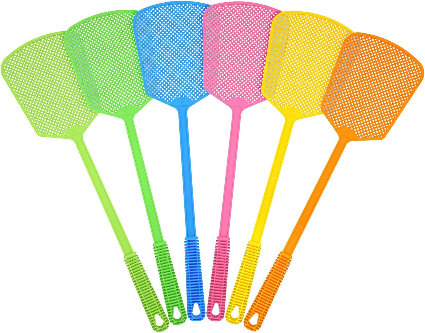 Kensizer 6-Pack Plastic Fly Swatters Heavy Duty, Multi Pack Matamoscas, Jumbo Long Handle Fly Swat Shatter Bulk, Large Bug Swatter That Work for Indoor and Outdoor