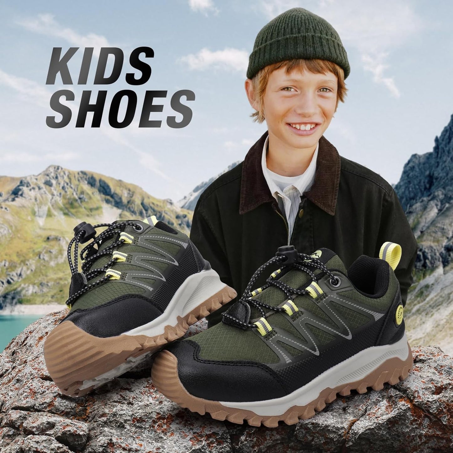 Kids Boys Girls Running Shoes Waterproof Non-Slip Breathable Low-Top Outdoor Hiking Walking Sneakers (Little/Big Kids)
