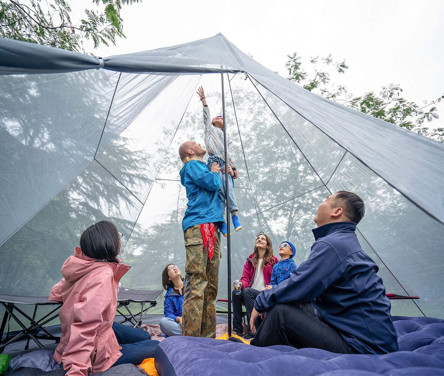 KAZOO Family Camping Tent Large Waterproof Tipi Tents 8 Person Room Teepee Tent Instant Setup Double Layer