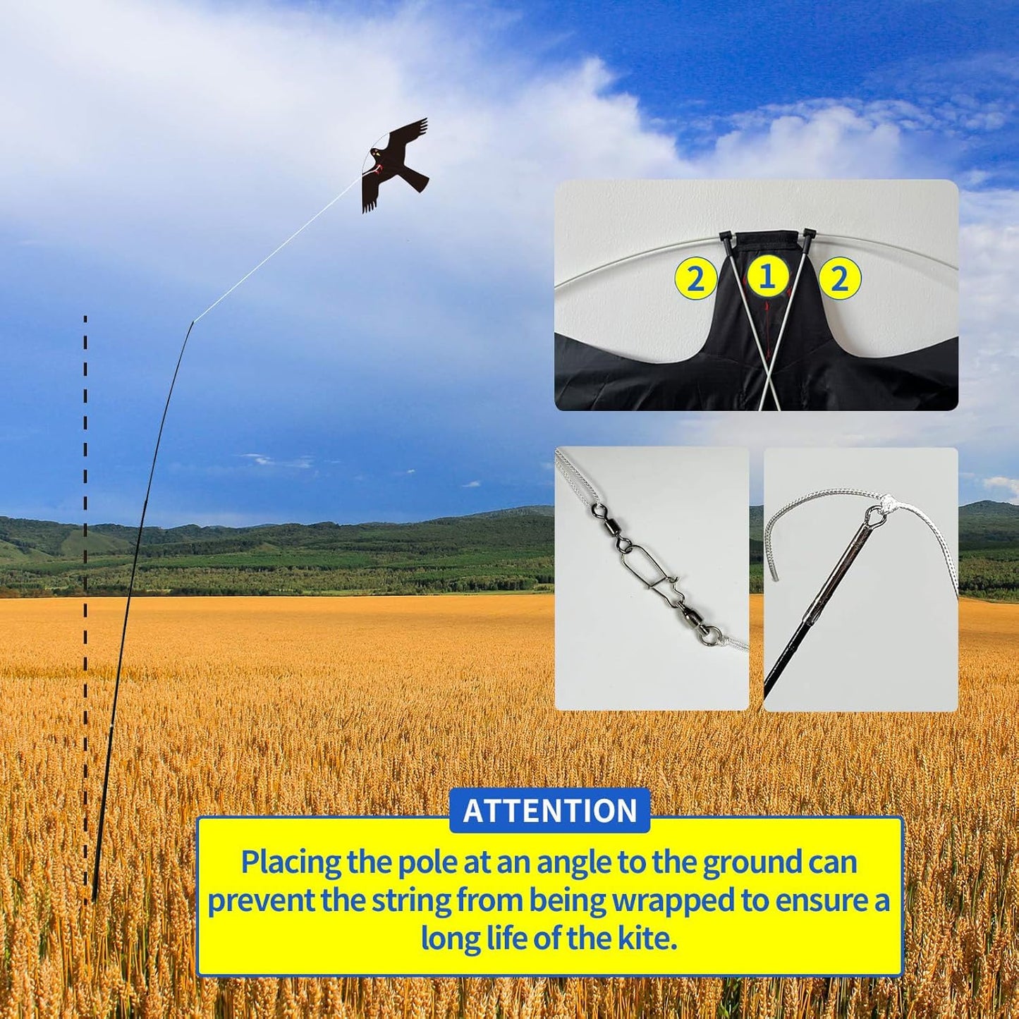 eyijklzo Bird Scarer Flying Kite Crops Farm Flying Bird Hawk Flying Kite