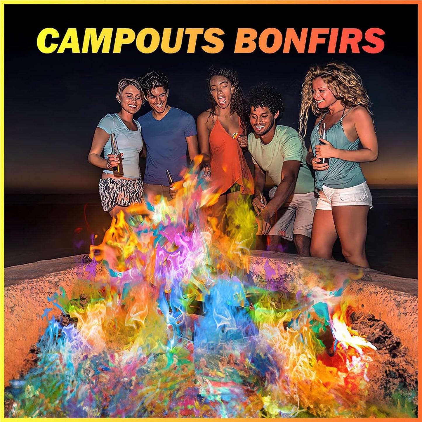 12 Pack Colorful Flames Color Fire Packets Fire Pit for Campfire,Fire Color Packets Camping Accessories for Kids & Adults,Outdoor Fire Changing Flame Powder. (12 Packets)