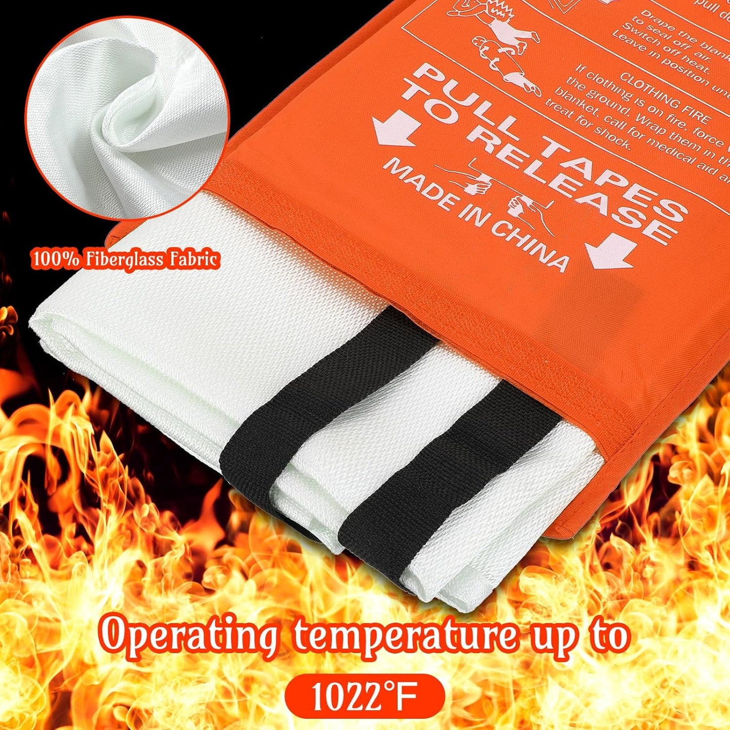 Jerify 8 Pack Fire Blanket for Home Emergency Fire Blanket 47 x 47 Inch Kitchen Fire Suppression Blanket Fiberglass Fire Blanket Flame Retardant Protection and Heat Insulation (Orange)