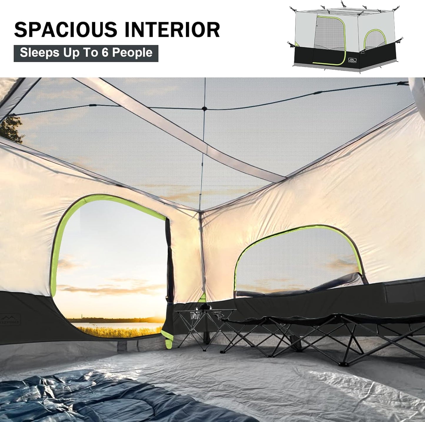 KAMPKEEPER Camping Inner Tent for Pop Up Canopy, Converts 10'x10' Straight Leg Canopy into Camping Tent–Fully Vented Roof(Top & Frame NOT Included), Black