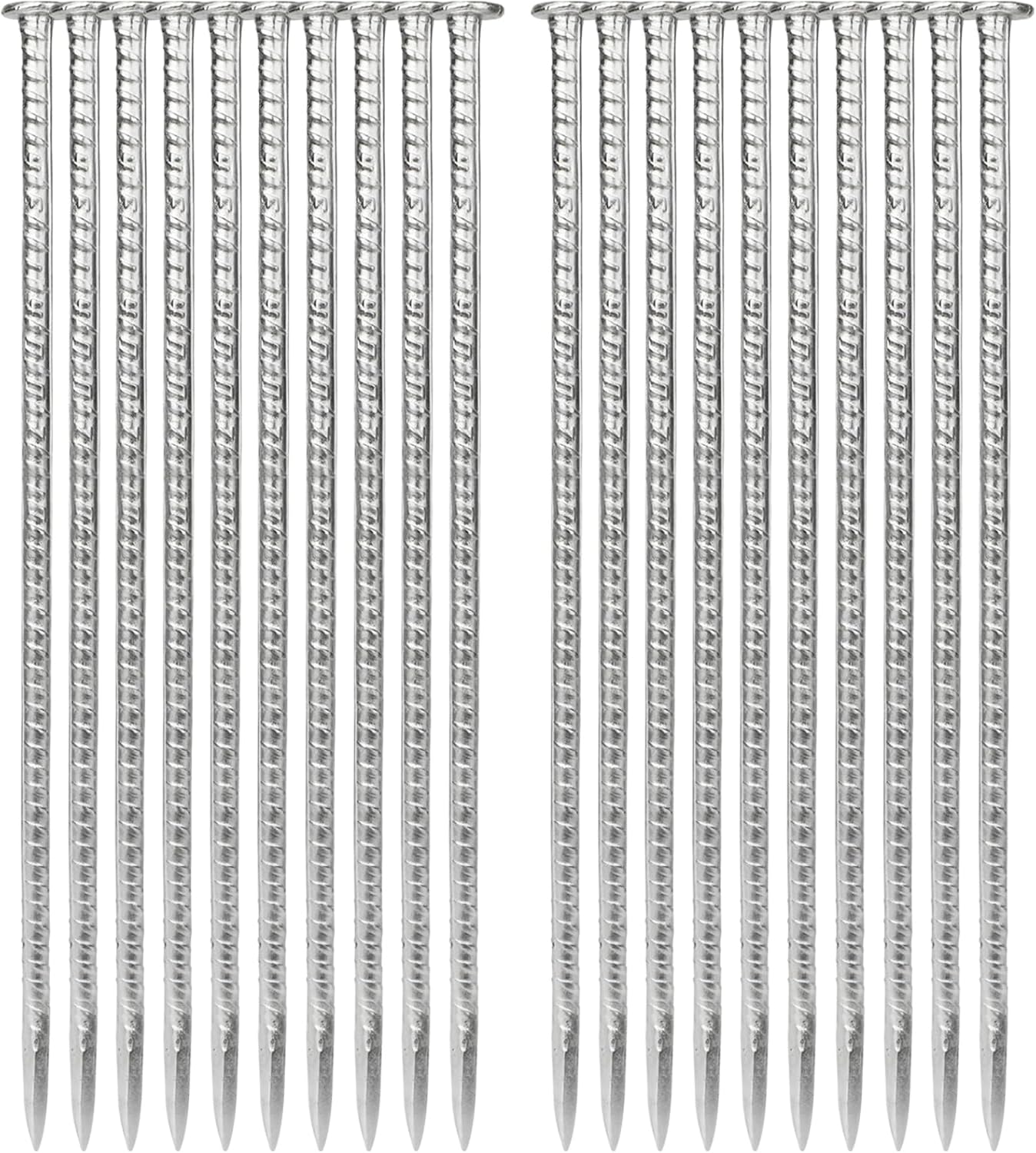 16 Inches Rebar Stakes 20Pcs Ground Straight Rebar Stakes, 3/8" Diameter Steel Plant Support Garden Stake with Chisel Point End for Timber,Concrete,Plant Support, Camping Tents