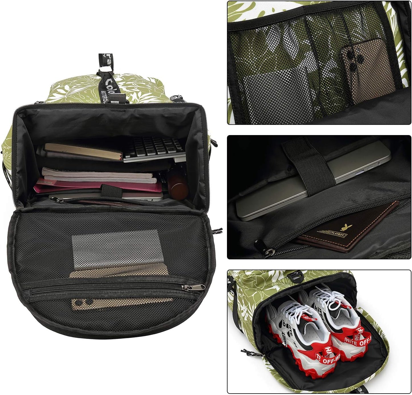 Kalesi Gym Duffle Bag Backpack 4-Way Waterproof with Shoes Compartment for travel Sport Hiking laptop (olive-green)