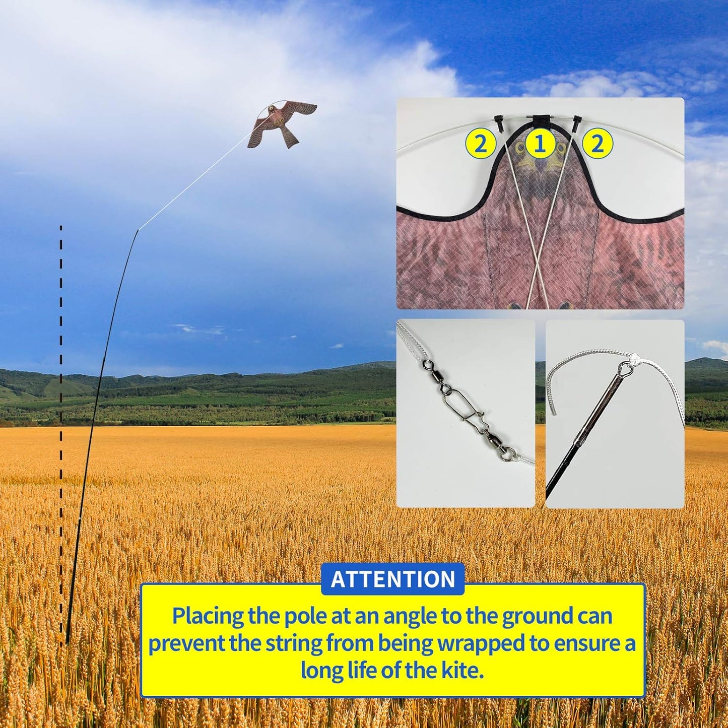 eyijklzo Bird Scarer Flying Kite Crops Farm Flying Bird Hawk Flying Kite