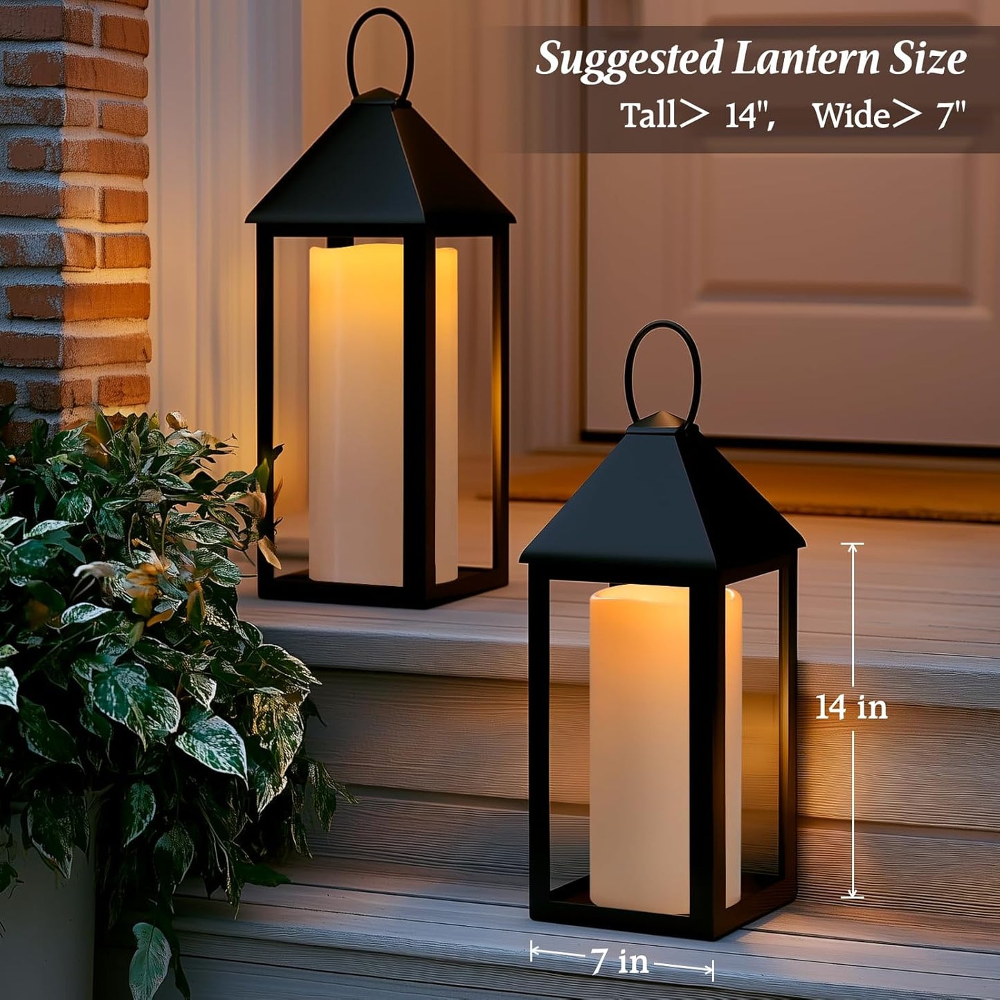 12" x 5" White Large Waterproof Outdoor Flameless Candles Battery Operated LED Flickering Pillar Candles with Remote and Timer for Indoor Outdoor Lanterns, Long Lasting, Set of 2