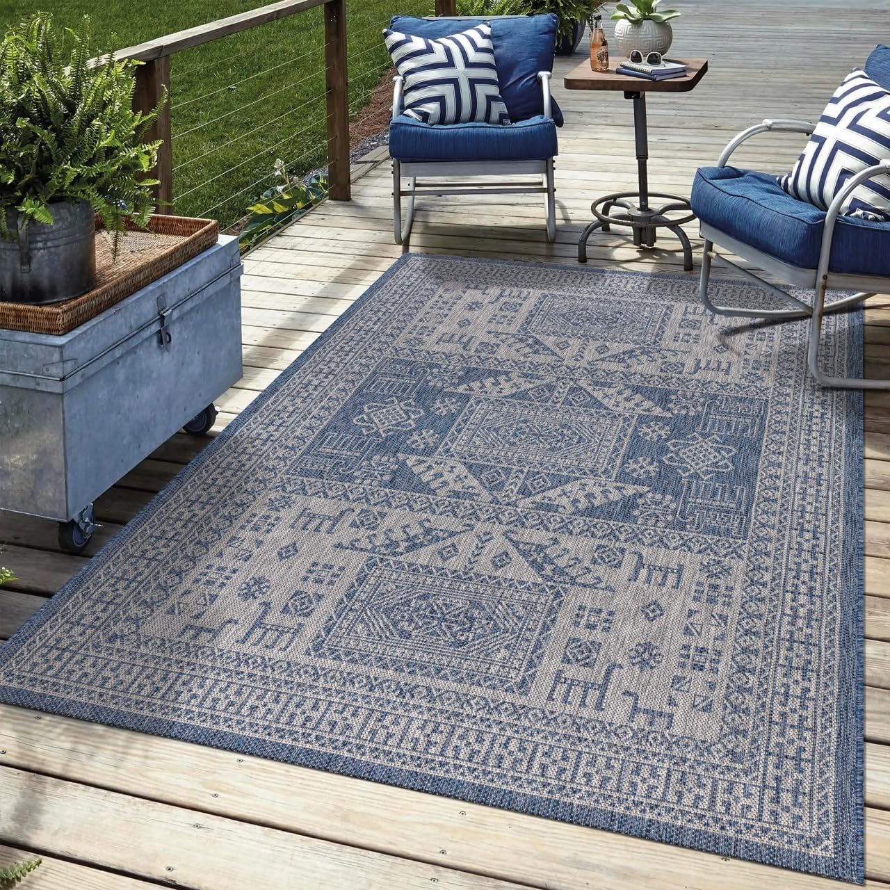 Keen Home Design Terrace Outdoor Area Rug - 6x9 Washable Indoor/Outdoor Rug for Patio, Kitchen, Balcony, Beach, Garden, Deck and Porch, Size: 6'x8'10"