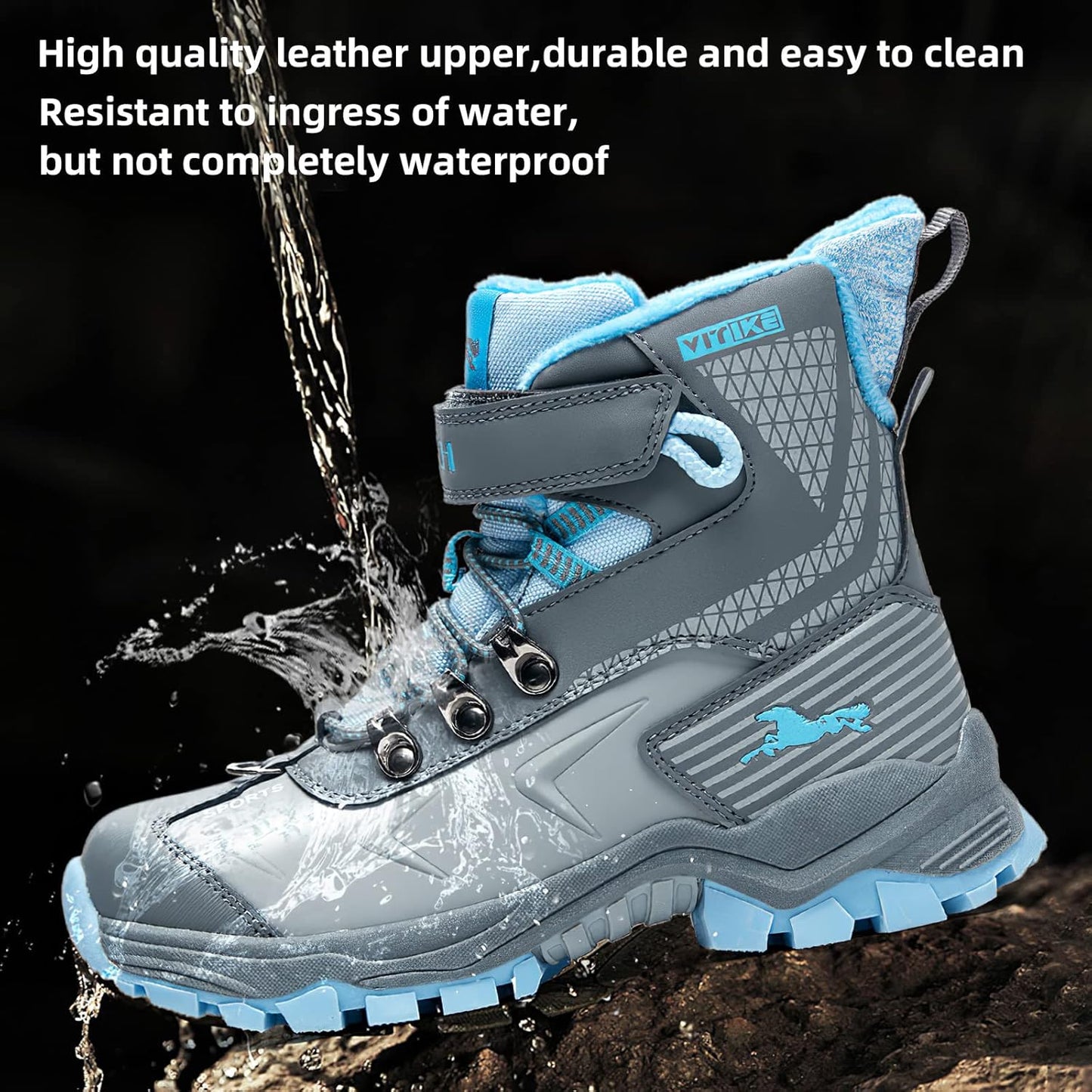 JMFCHI Kids Hiking Boots Boys Girls Outdoor Walking Climbing Sneaker Comfortable Non-slip Snow Shoes Hiker Boot Antiskid Steel Buckle Sole