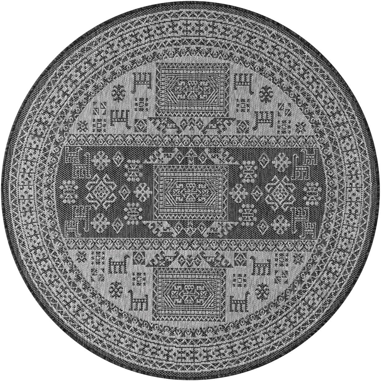 Keen Home Design Terrace Outdoor Round Rug - 8ft Round Washable Indoor/Outdoor Rug for Patio, Kitchen, Balcony, Beach, Garden, Deck and Porch, Size: 7'7" Round