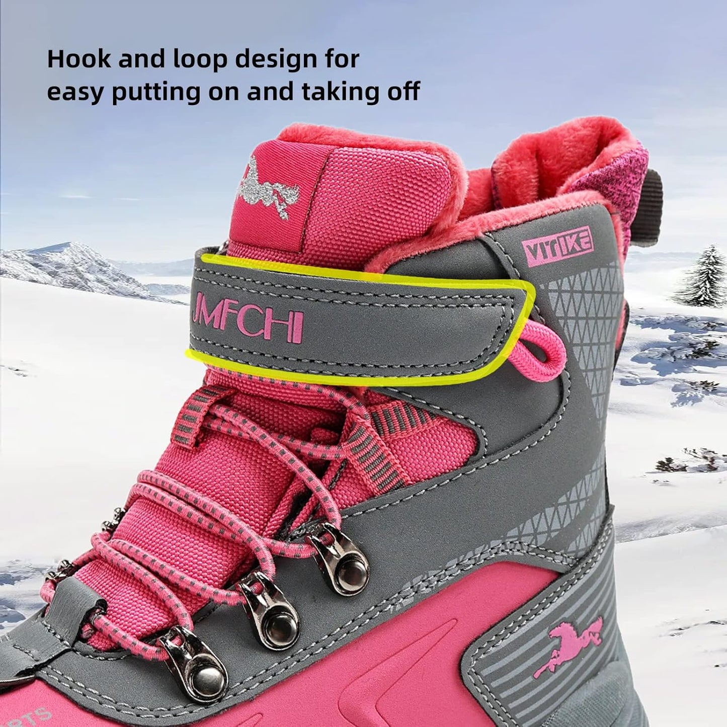 JMFCHI Kids Hiking Boots Boys Girls Outdoor Walking Climbing Sneaker Comfortable Non-slip Snow Shoes Hiker Boot Antiskid Steel Buckle Sole