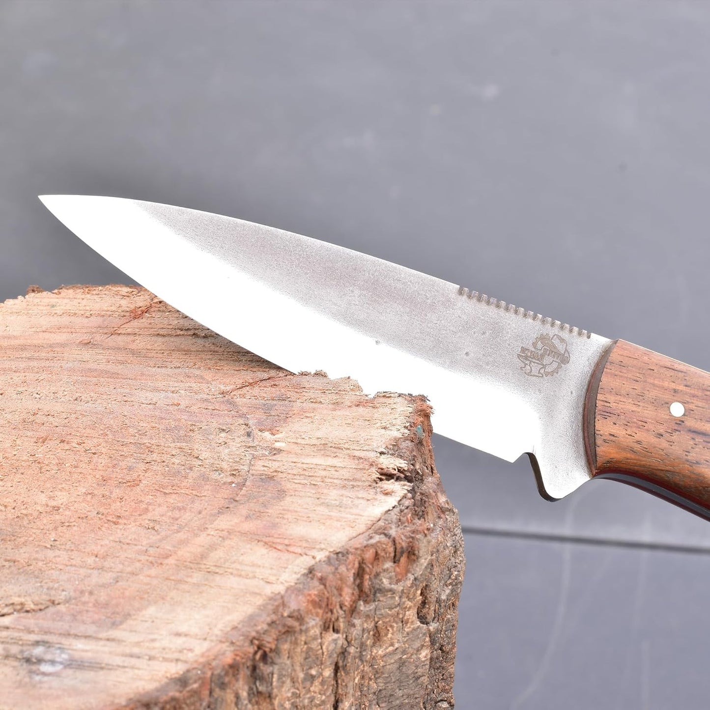 Knives Ranch Handmade Bushcraft Knife - Full Tang - SS 440C - 59 Hardness - Rosewood Handle - Genuine Leather Sheath (3092-SS-IRW)