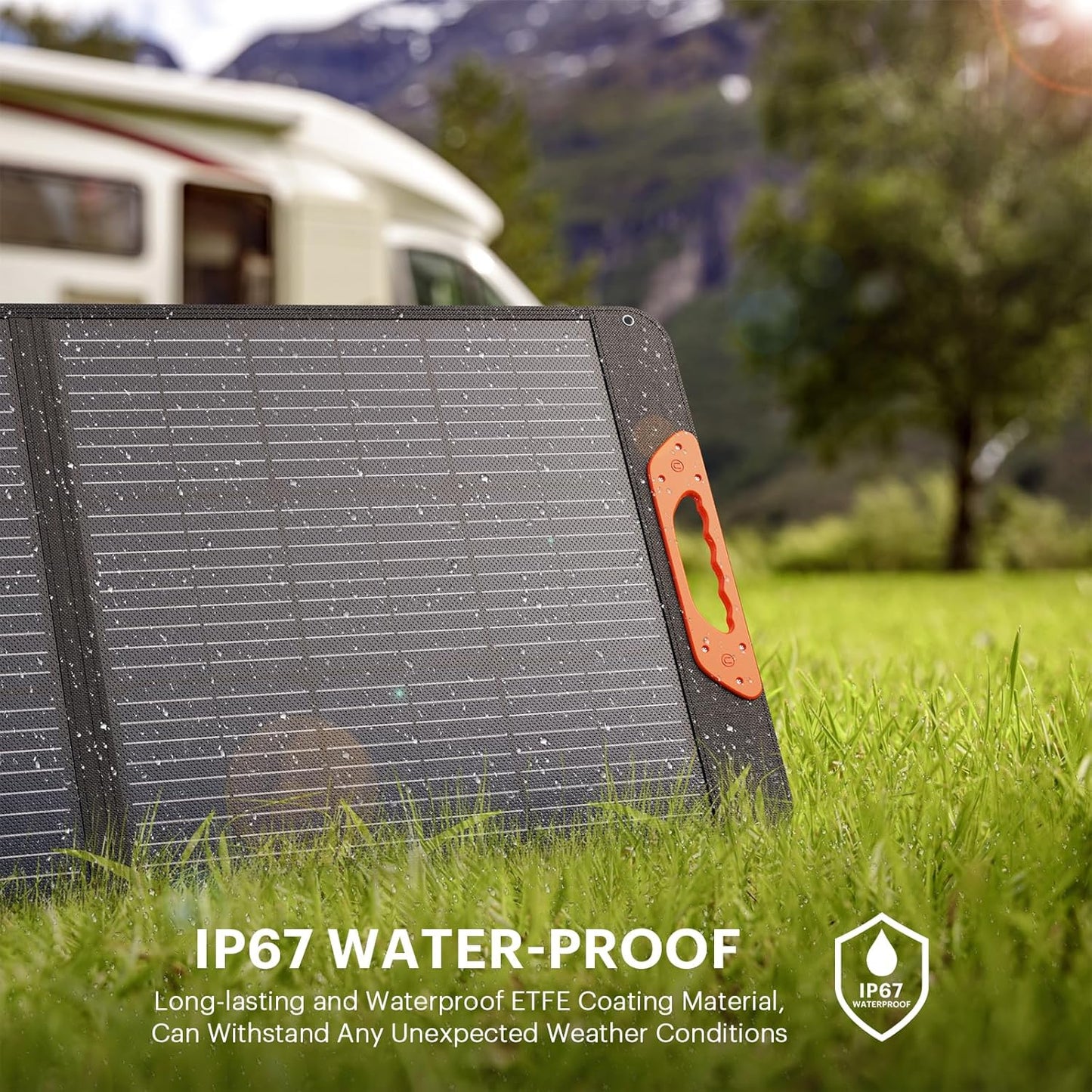 100W Portable Solar Panel,RV Essentials, 20V ETFE Foldable Solar Charger for Power Station,QC3.0 USB-A &Type-C Output,23.5% High Efficiency IP67 Waterproof for Camping RV Hurricane