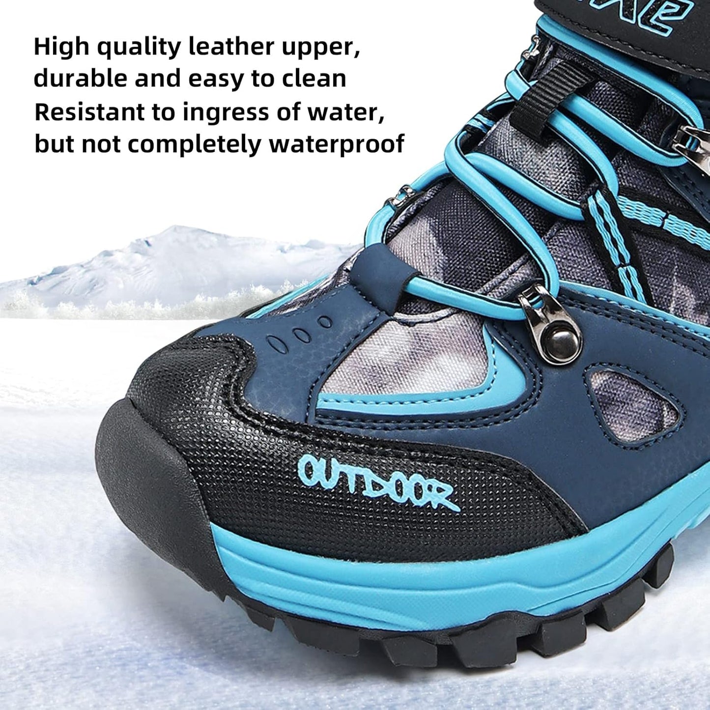 JMFCHI Kids Hiking Boots Boys Girls Outdoor Walking Climbing Sneaker Comfortable Non-slip Snow Shoes Hiker Boot Antiskid Steel Buckle Sole