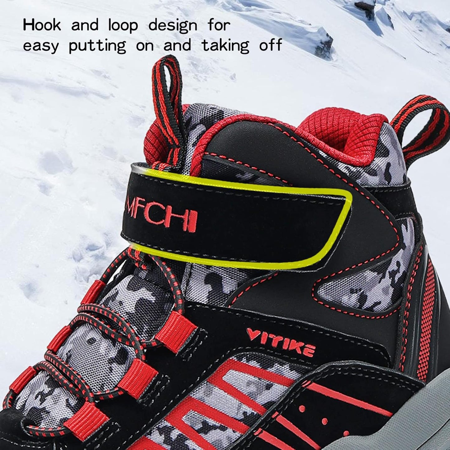 JMFCHI Kids Hiking Boots Boys Girls Outdoor Walking Climbing Sneaker Comfortable Non-slip Snow Shoes Hiker Boot Antiskid Steel Buckle Sole