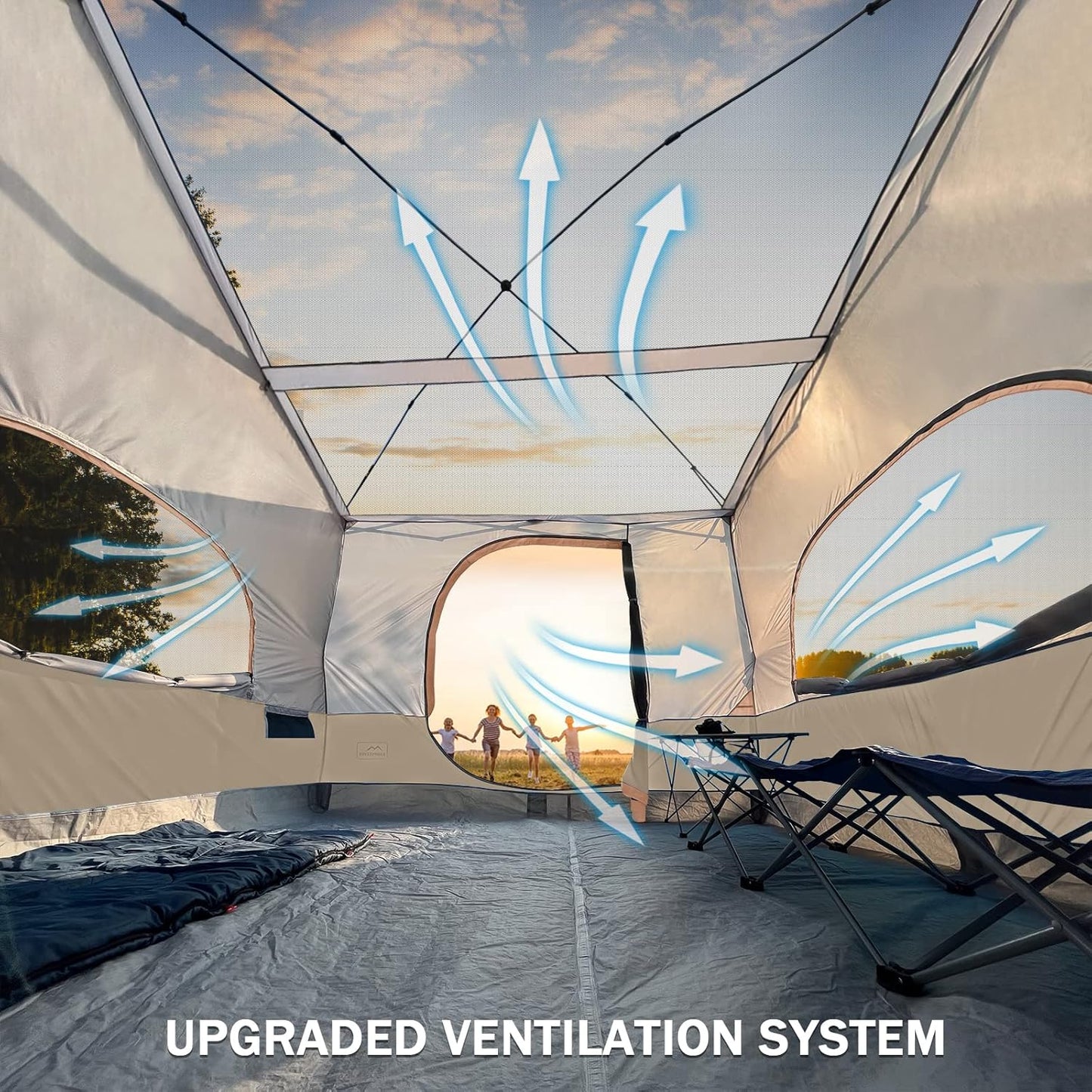 KAMPKEEPER Camping Inner Tent for Pop Up Canopy, Converts 10'x10' Straight Leg Canopy into Camping Tent–Fully Vented Roof(Top & Frame NOT Included), Khaki