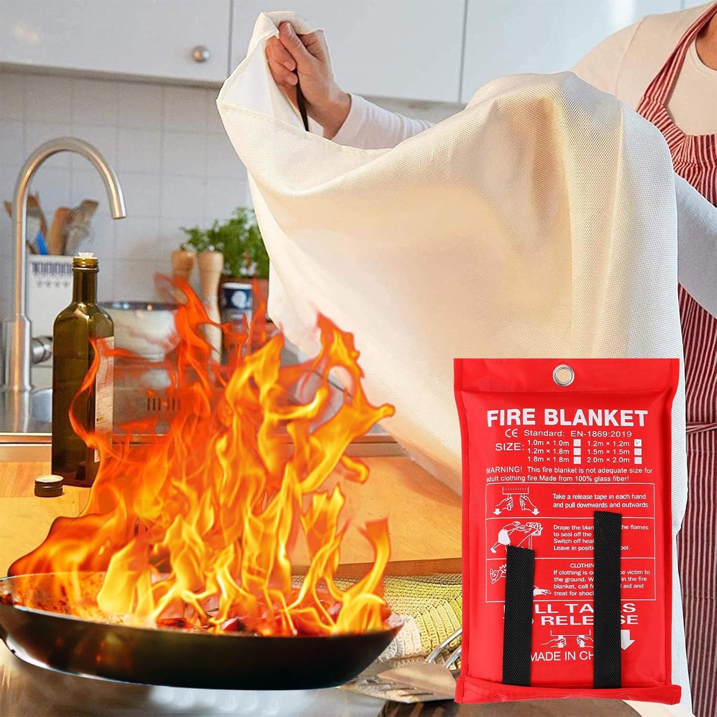 Jerify 24 Pack Fire Blanket for Home Emergency - 47 x 47 Inch Kitchen Fire Suppression, Fiberglass Flame Retardant Protection and Heat Insulation (Red)