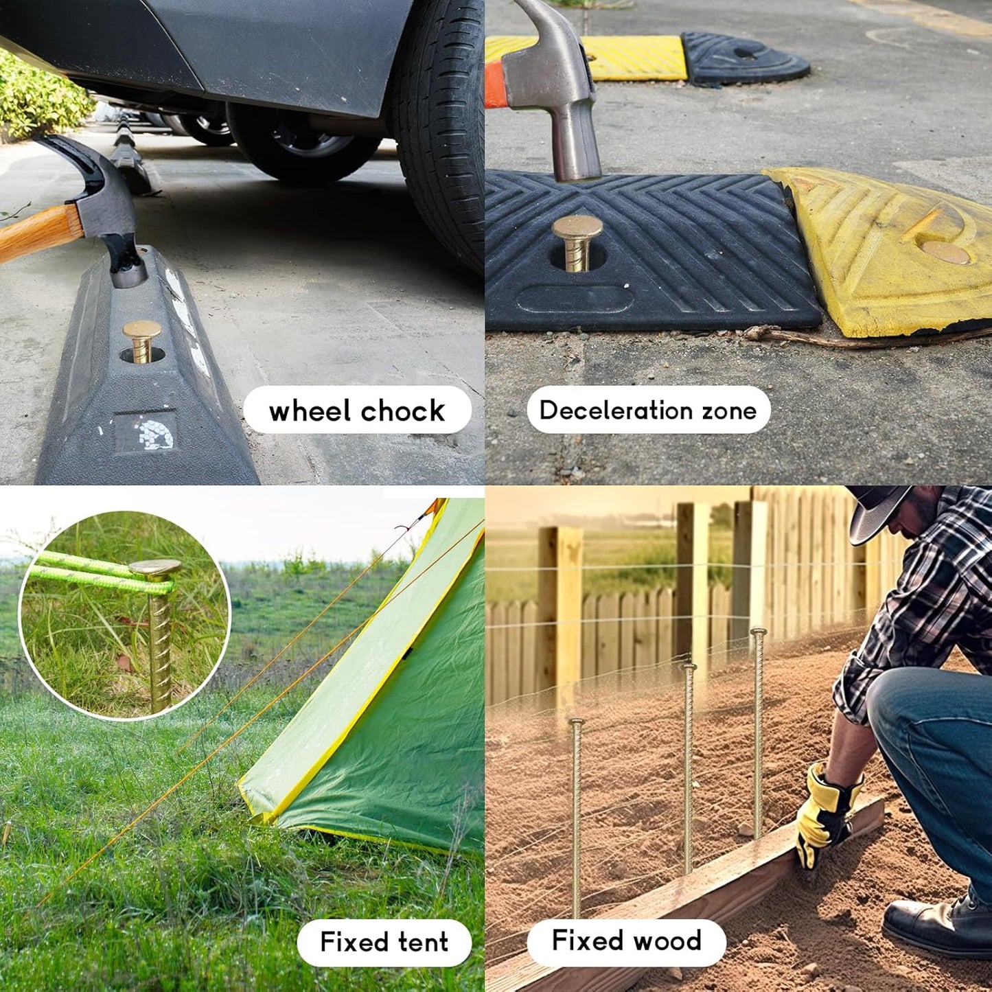 16 Inch Rebar Stakes - 1/2 Inch Diameter Galvanized Steel Ground Anchors - Heavy Duty Plant Support Garden Stake for Speed Bump, Wheel Stop, Tent (6 Pack)