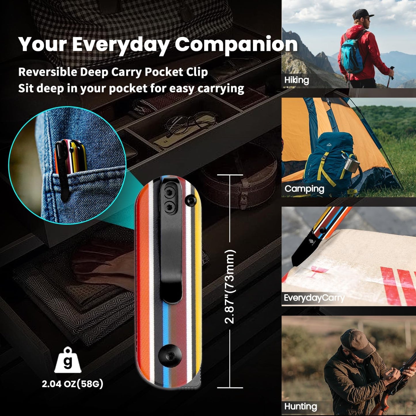 Kizer Serape Series Mini Bay Pocket Knife, 1.9 Inches 154CM Steel Blade EDC Knife, G10 Handle Small Folding Camping Knives Tools V2583C1