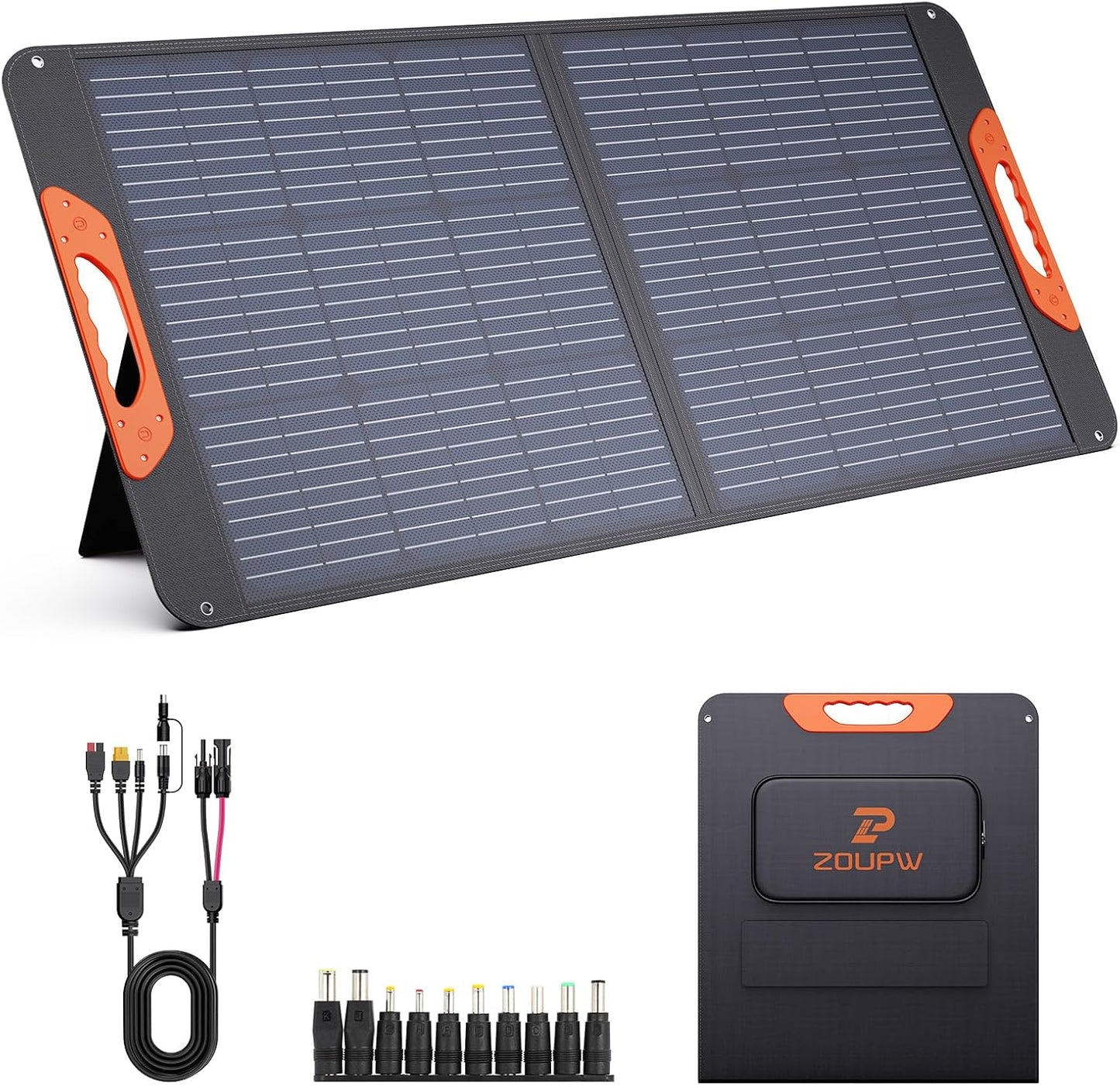 100W Portable Solar Panel,RV Essentials, 20V ETFE Foldable Solar Charger for Power Station,QC3.0 USB-A &Type-C Output,23.5% High Efficiency IP67 Waterproof for Camping RV Hurricane