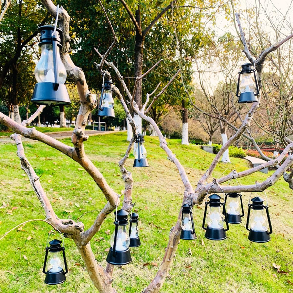 12 Pack Mini Lantern for Little Cowboy Centerpieces Tables Ideas Western Party Favor Decorations Wedding Decor Camping with 4inch Flickering LED Candle, Vintage Table Toppers Decorative