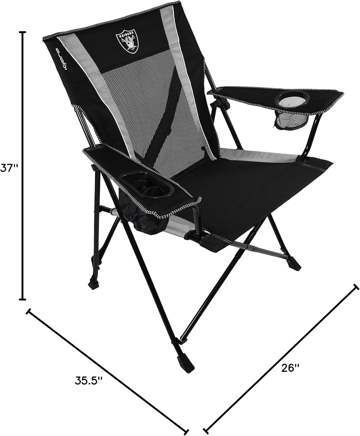 Kijaro Dual Lock Pro Sports Fan Folding Chair, 26" L x 35.5" W x 37" H, Las Vegas Raiders