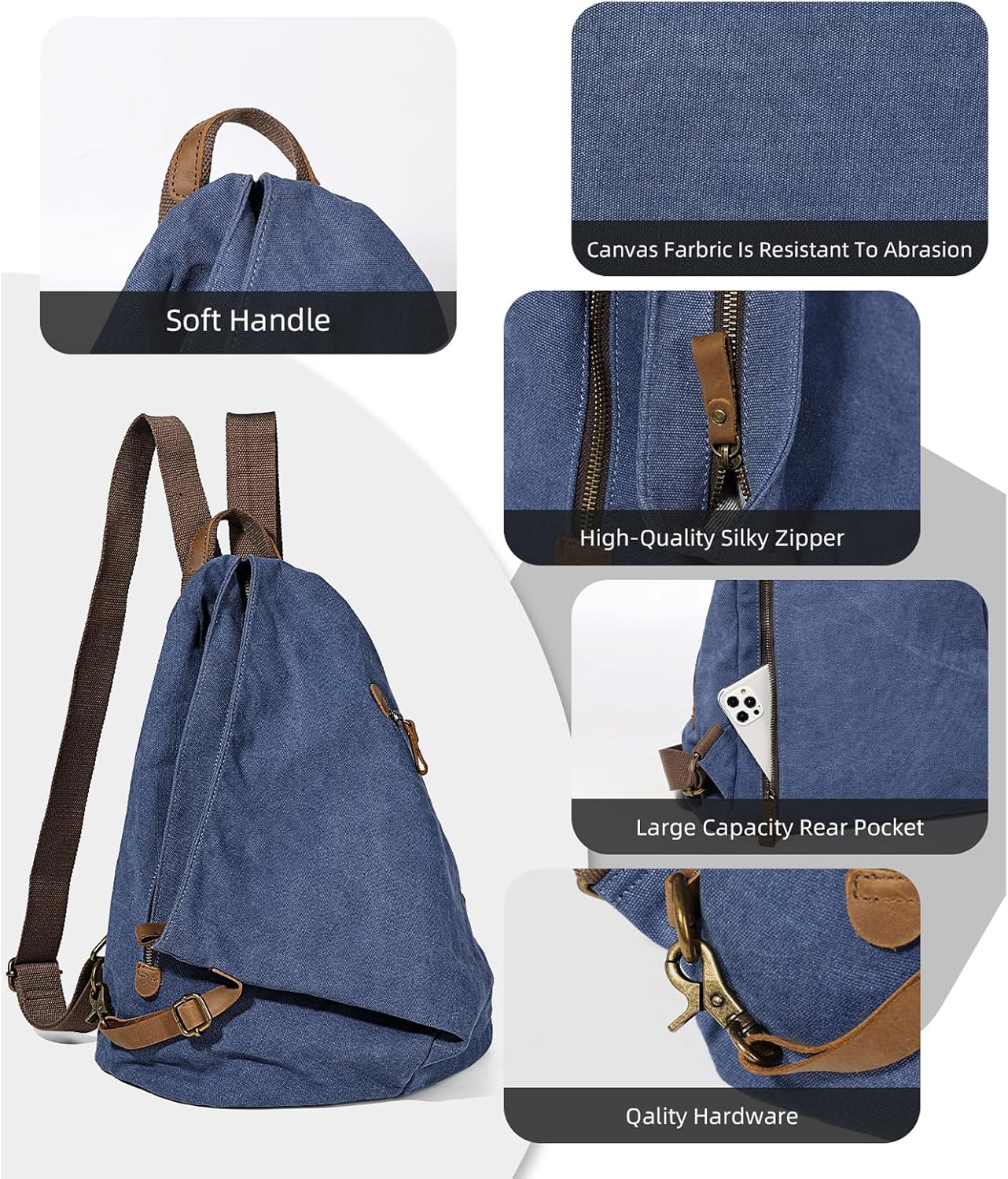 KL928 Canvas Vintage Backpack – Large Casual Daypack Outdoor Travel Rucksack Hiking Backpacks for Men Women