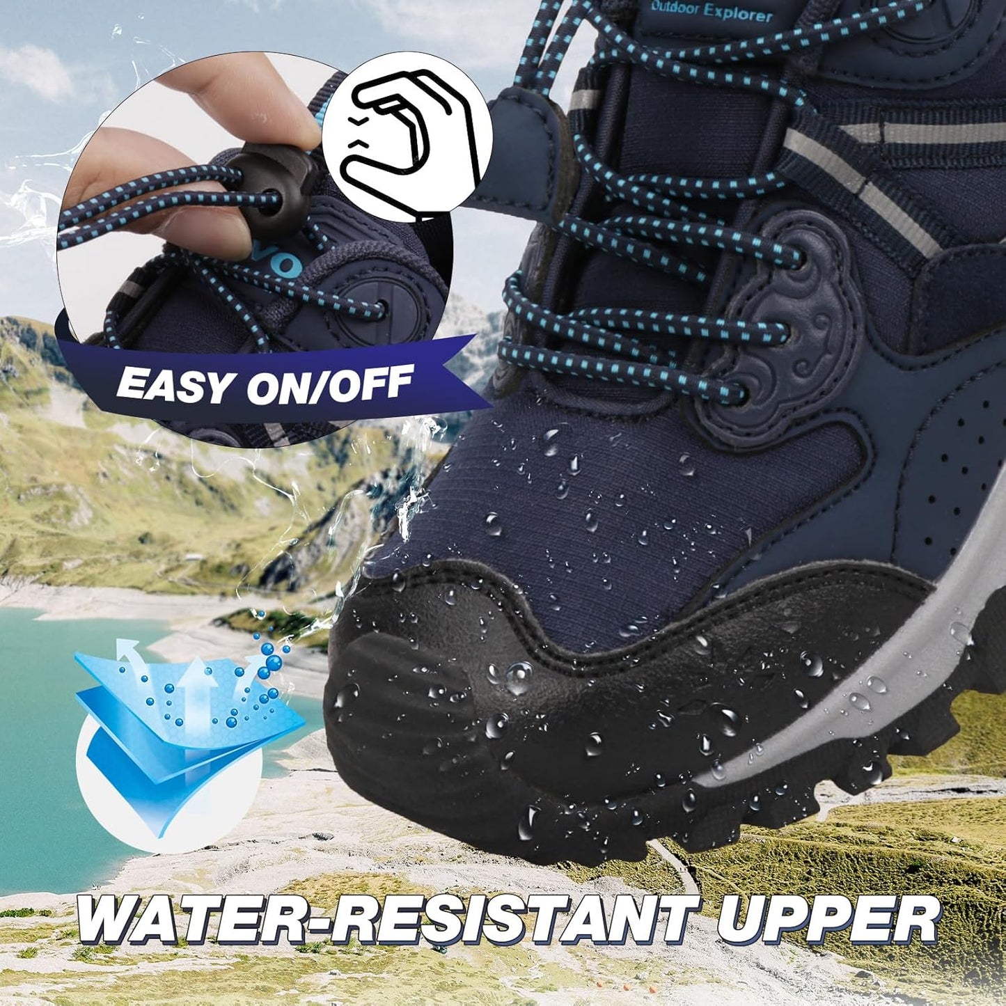 Kids Boys Running Shoes Waterproof Non-Slip Breathable Low-Top Outdoor Hiking Walking Sneakers (Little/Big Kids)