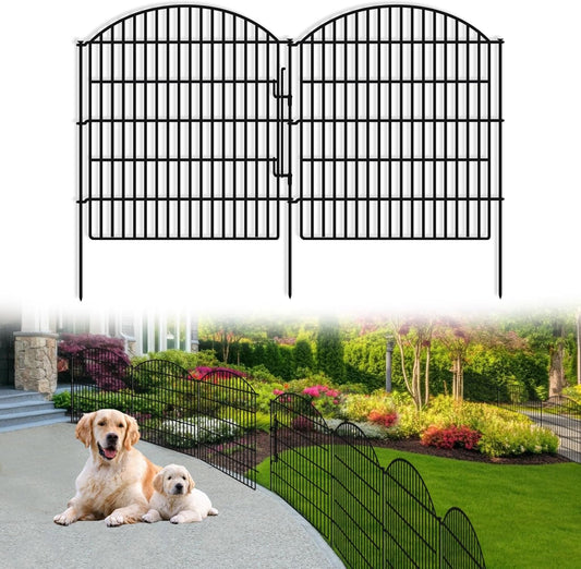 16 Panels Decorative Garden Fence with Lock, 33in (H) x 38.67ft (L) No Dig Dog Animal Barrier for Outdoor Yard, Rustproof Ground Stakes Metal Fencing for Yard, Patio, Flower Bed