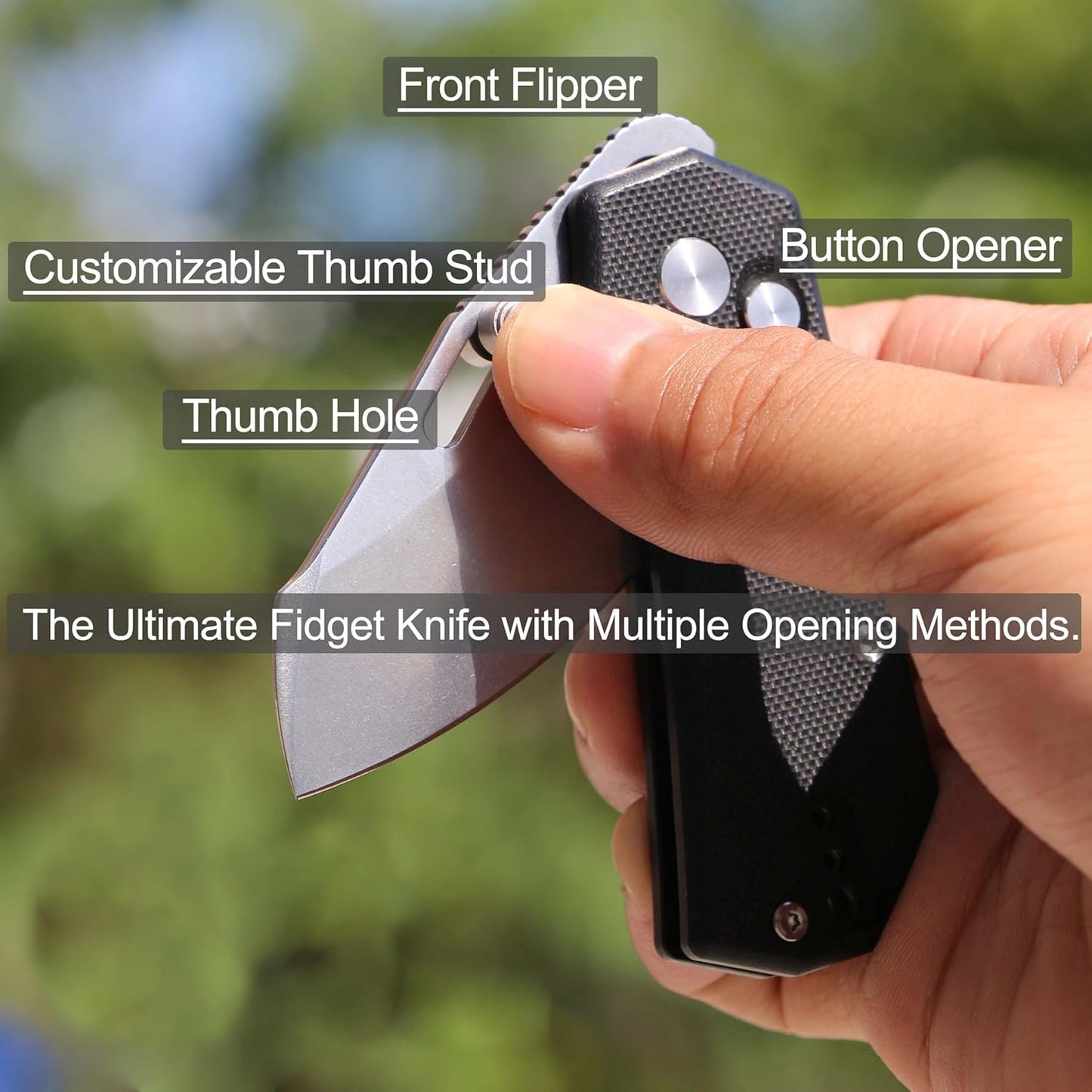 JIN Rhino Small Pocket Knife for Men, Button Lock EDC, DIY Folding Knife Kit, 2" 9Cr18Mov Satin Blade, Black G10 Handle, Birthday Gift for Men Women, Camping Knives