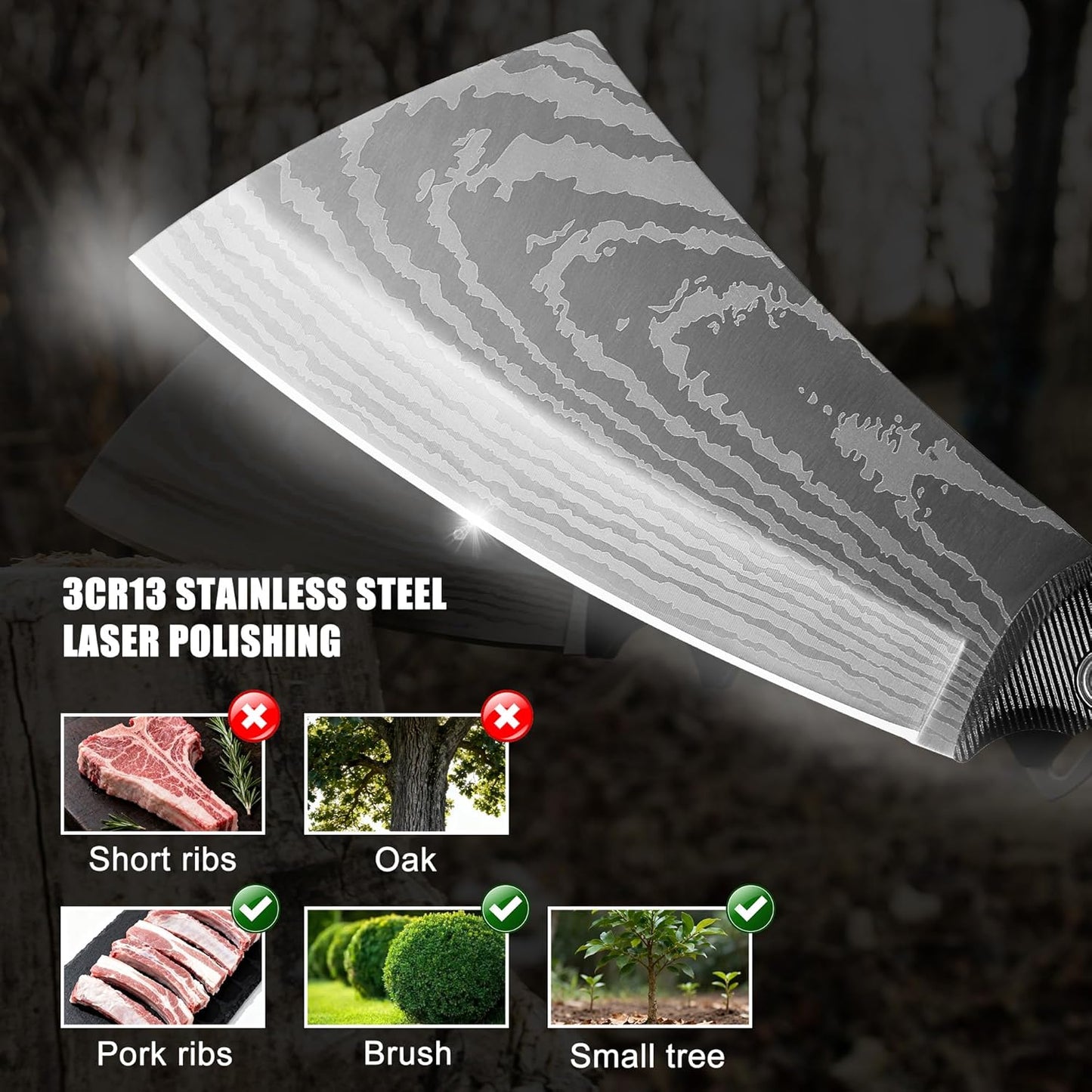 11 Inch Hatchet with Sheath, Small Compact Machete Axes, Fixed Blade Full Tang Camping Tactical Knife for Woodworking, Garden Machete Axe with Sheath for Bushcraft Yards Bushes Wood, A4SL