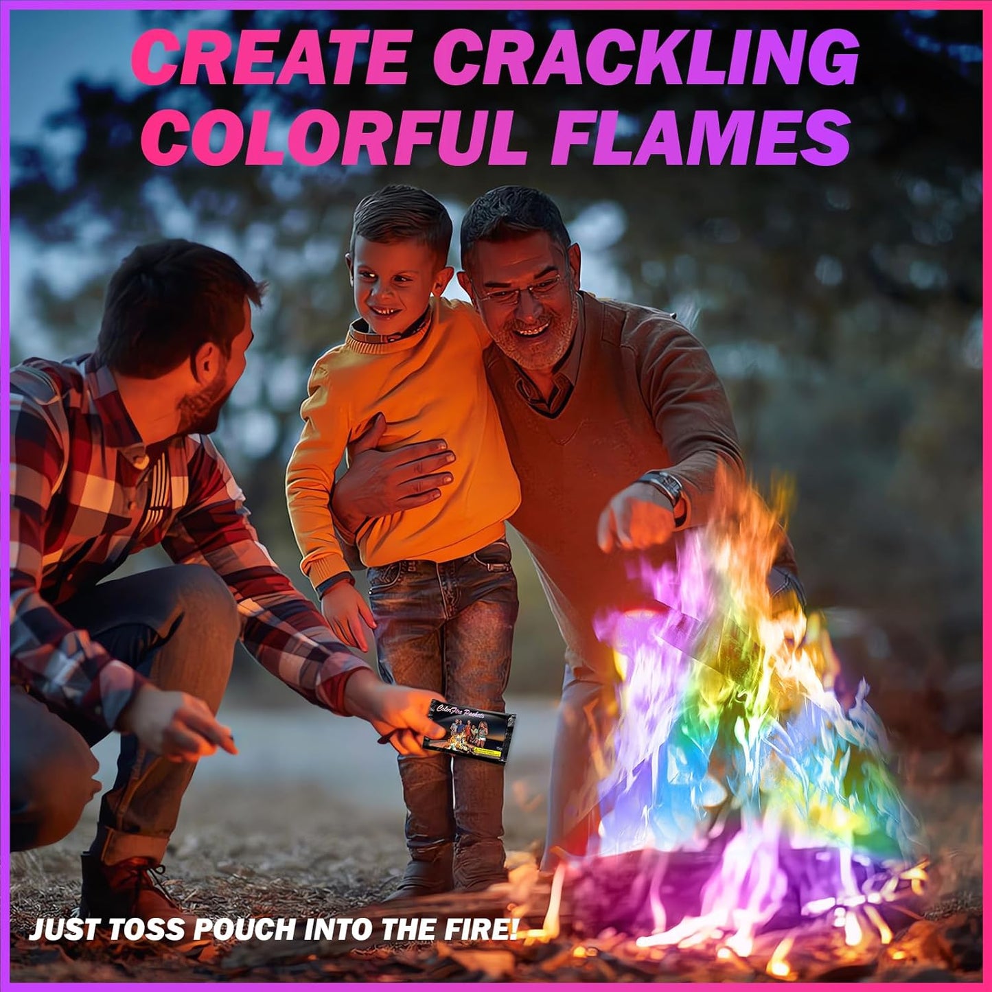 12 Pack Colorful Flames Color Fire Packets Fire Pit for Campfire,Fire Color Packets Camping Accessories for Kids & Adults,Outdoor Fire Changing Flame Powder. (12 Packets)