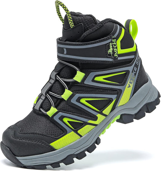 JMFCHI Kids Hiking Boots Boys Girls Outdoor Walking Climbing Sneaker Comfortable Non-slip Snow Shoes Hiker Boot Antiskid Steel Buckle Sole