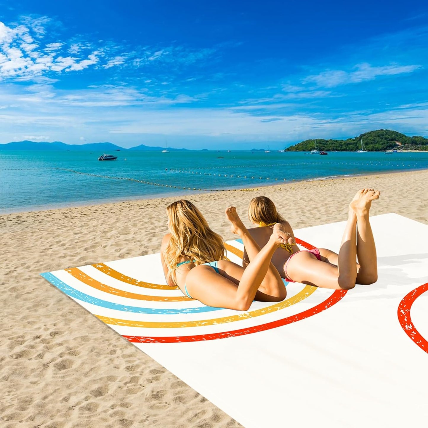 110''×118'' Beach Blanket, Waterproof Sandproof Beach Mat Lightweight Outdoor Picnic Blanket for Travel, Camping, Hiking