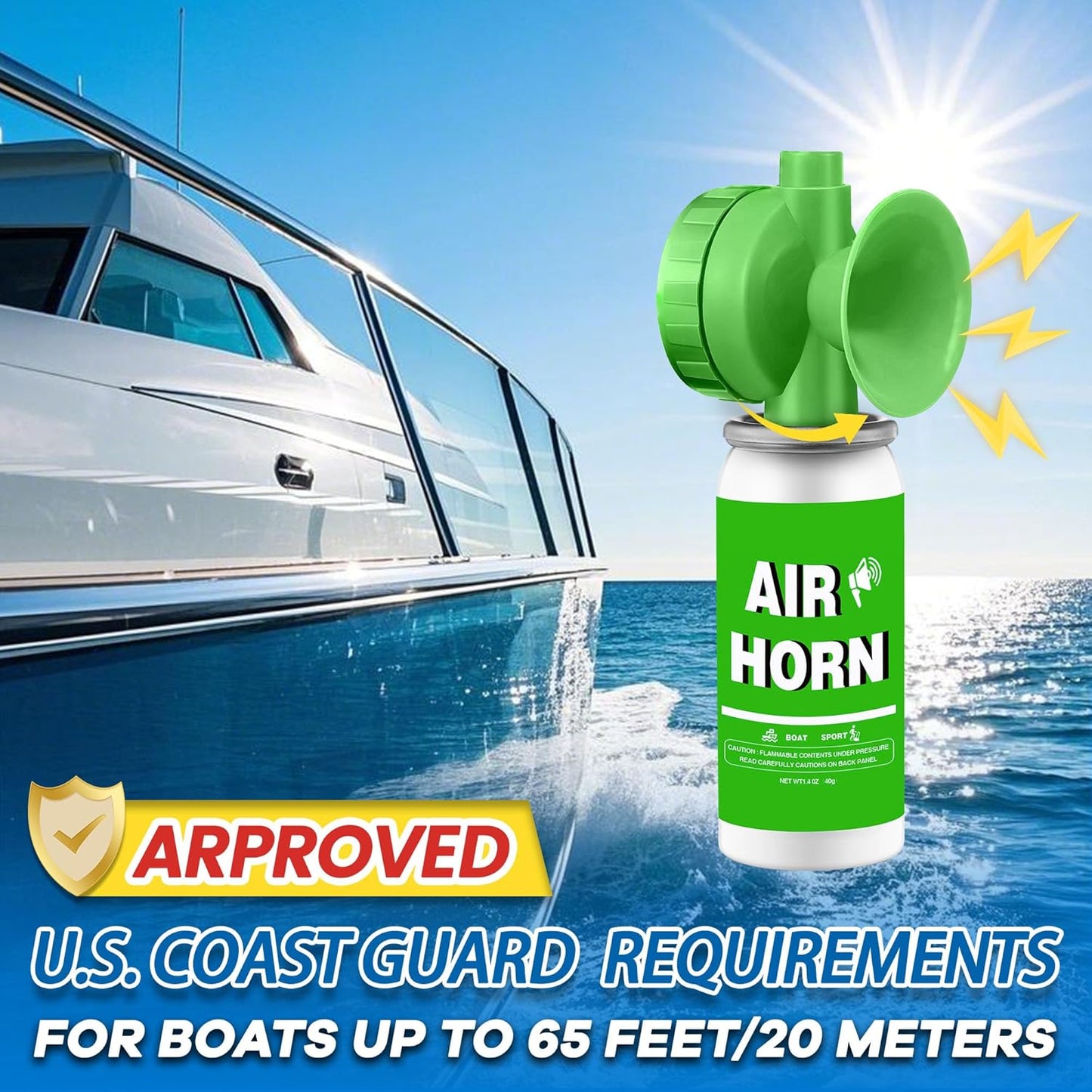 1.4oz Boat Air Horn,130DB Loud Mini Safety Bear Horn Can,Air Horns for Self Defense,Emergency,Sporting Events,Camping essentials,Green