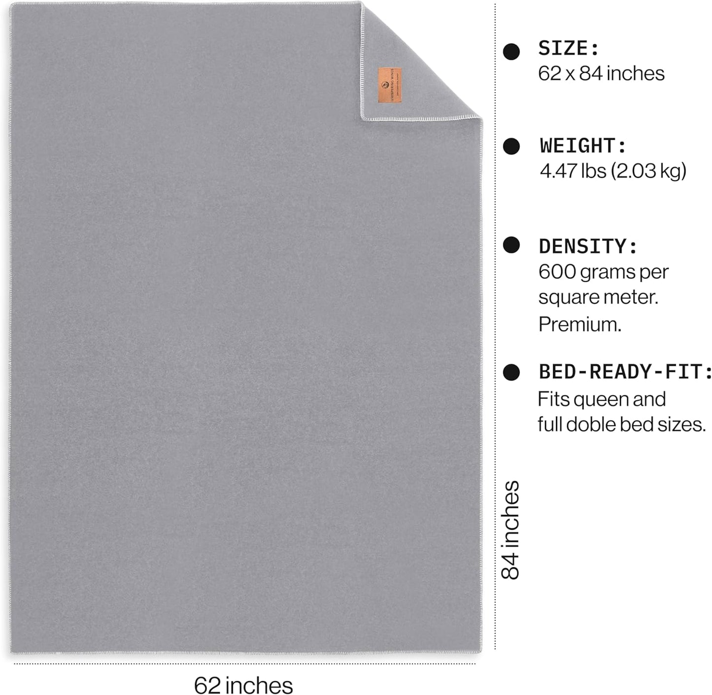 100% Wool Blanket - Premium Ultra-Soft, Thick, Warm, Large 62"x 84" Bed & Camping Blanket for Outdoor, Home, Indoor, Bushcraft & Survival