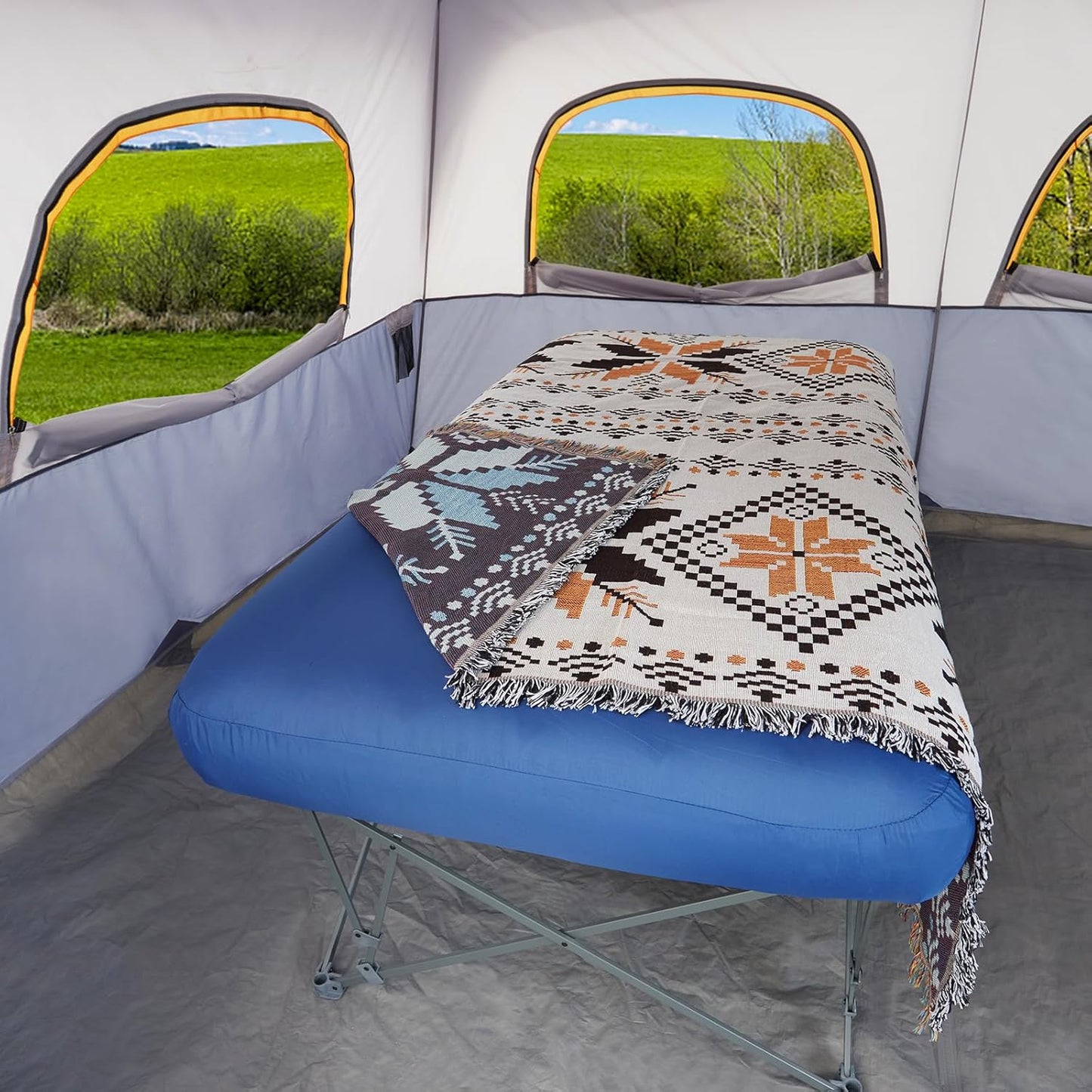 KAMPKEEPER Camping Cot,Camping Cots for Adults,Folding Camping Cot with Inflatable Air Mattress and Carry Bag,for Outdoor Travel Camp Beach Vacation (not Included The Airpump)