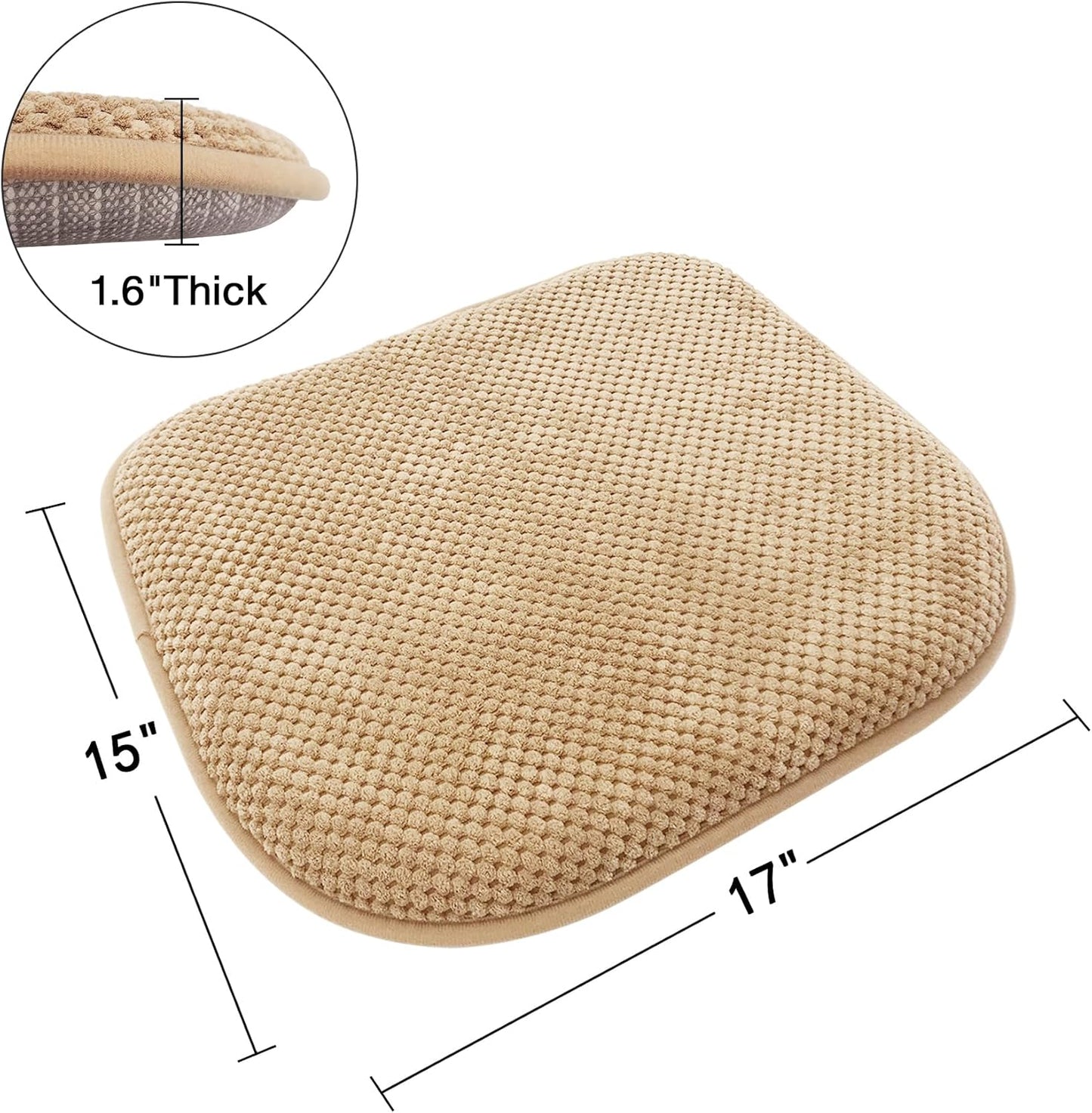 Khaki Foam Seat Cushions Kitchen Chairs Pads for Dining Chairs Non Slip Office Seat Cushions Washable U Shaped Soft Thick Large Metal Wooden Chair Cushions,17" x 15"