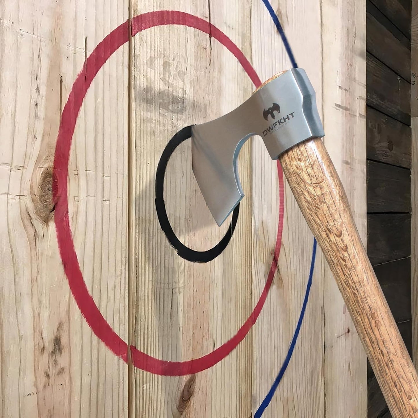 16.5" Throwing Axe, 2 Pack Throwing Axe Set with 1065 High Carbon Steel & Beech Wood Handle, Perfect for Axe Throwing Games, Competition and Recreation, Ideal Gift for Men (Silver Gray)